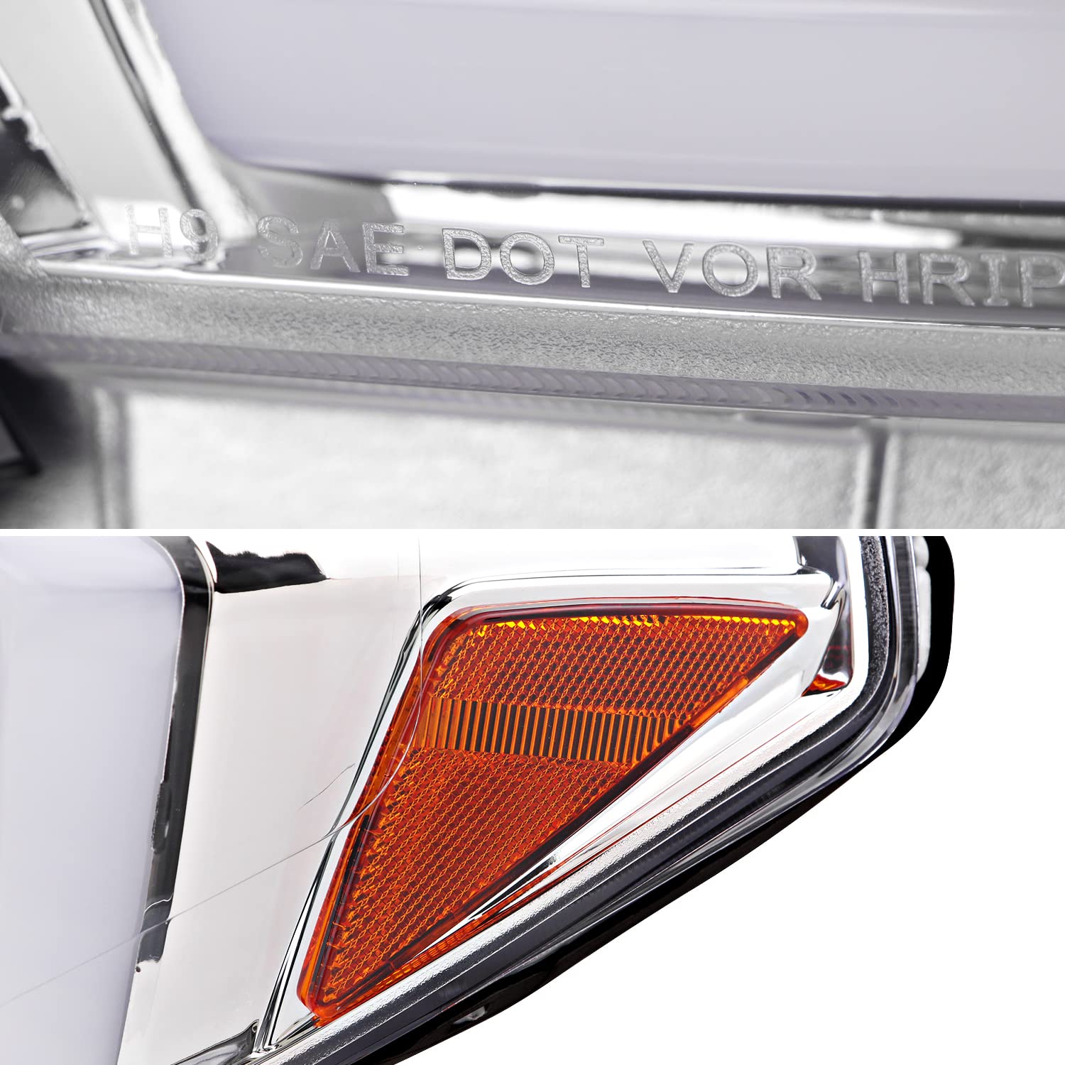 Chrome Projector Headlights SPEC-D TUNING w/Switchback LED Tube Signal Compatible with 2016-2023 Toyota Tacoma, Left + Right Pair Headlamp Assembly