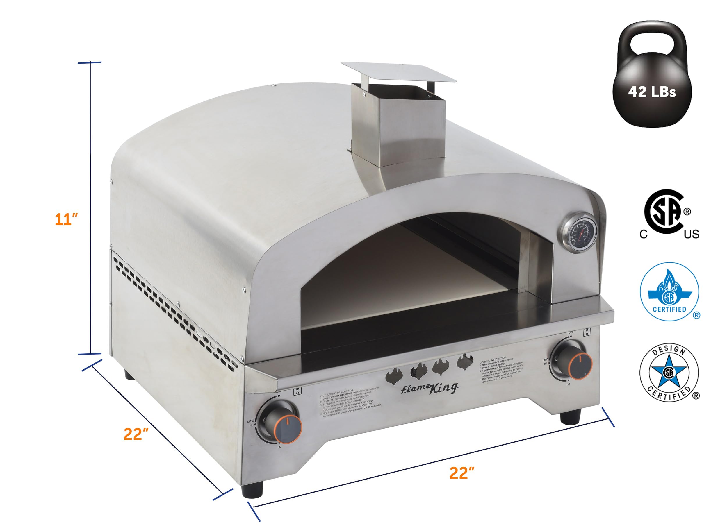Flame King Outdoor Pizza & Food Propane Gas Oven for Camping, Backyard, Tailgating