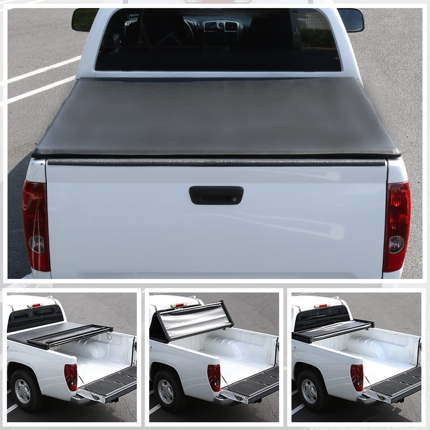 Tonneau Cover Spec-D Tuning Compatible with Chevy Silverado GMC Sierra 5.8' Short Bed 2004-2007