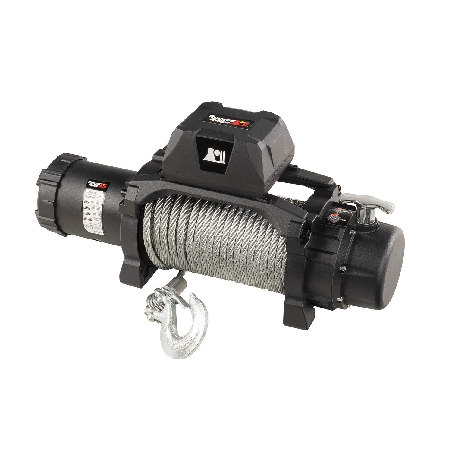 Trekker Winch, Rugged Ridge, 12,500 LBS, Cable, IP68 Waterproof, Wired Remote | 15100.24