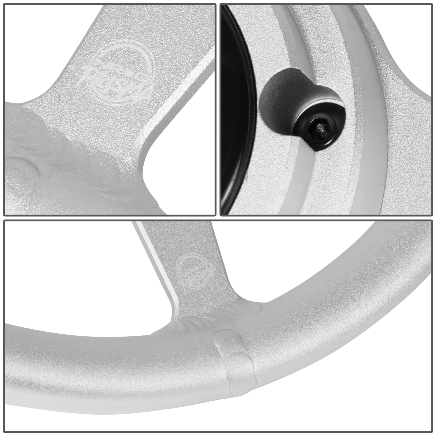 NRG Innovations All Aluminum Steering Wheel NRG-RST-071-SL 330mm - Heritage Solid Spoke- Ergonomic Grip- Anadized Silver