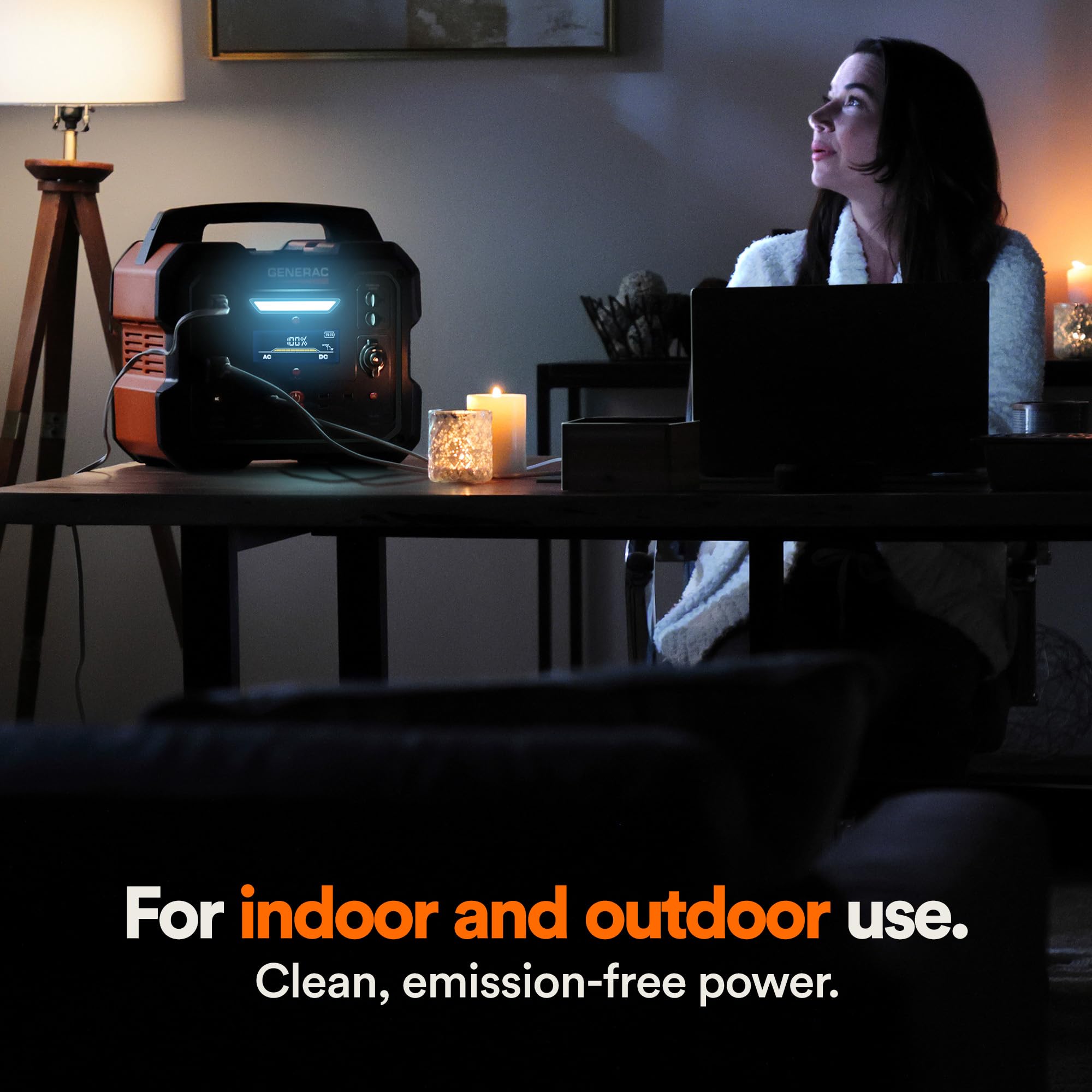 Portable Power Station Generac 2106Wh with Lithium-Ion Battery - Clean, Emission-Free Power - Wirless Charging Pad and Compact Design - Camping, RV, Indoor/Outdoor Use - Orange/Black
