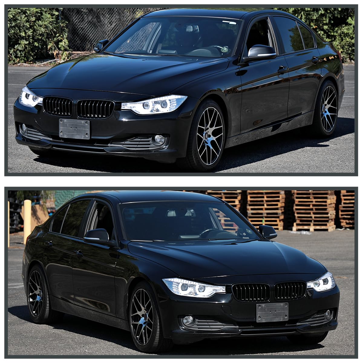 LED U-Halo Projector Headlights SPEC-D TUNING w/LED Strip Compatible with 2012-2015 BMW F30 3-Series Sedan HID Type, Left + Right Pair Headlamps Assembly