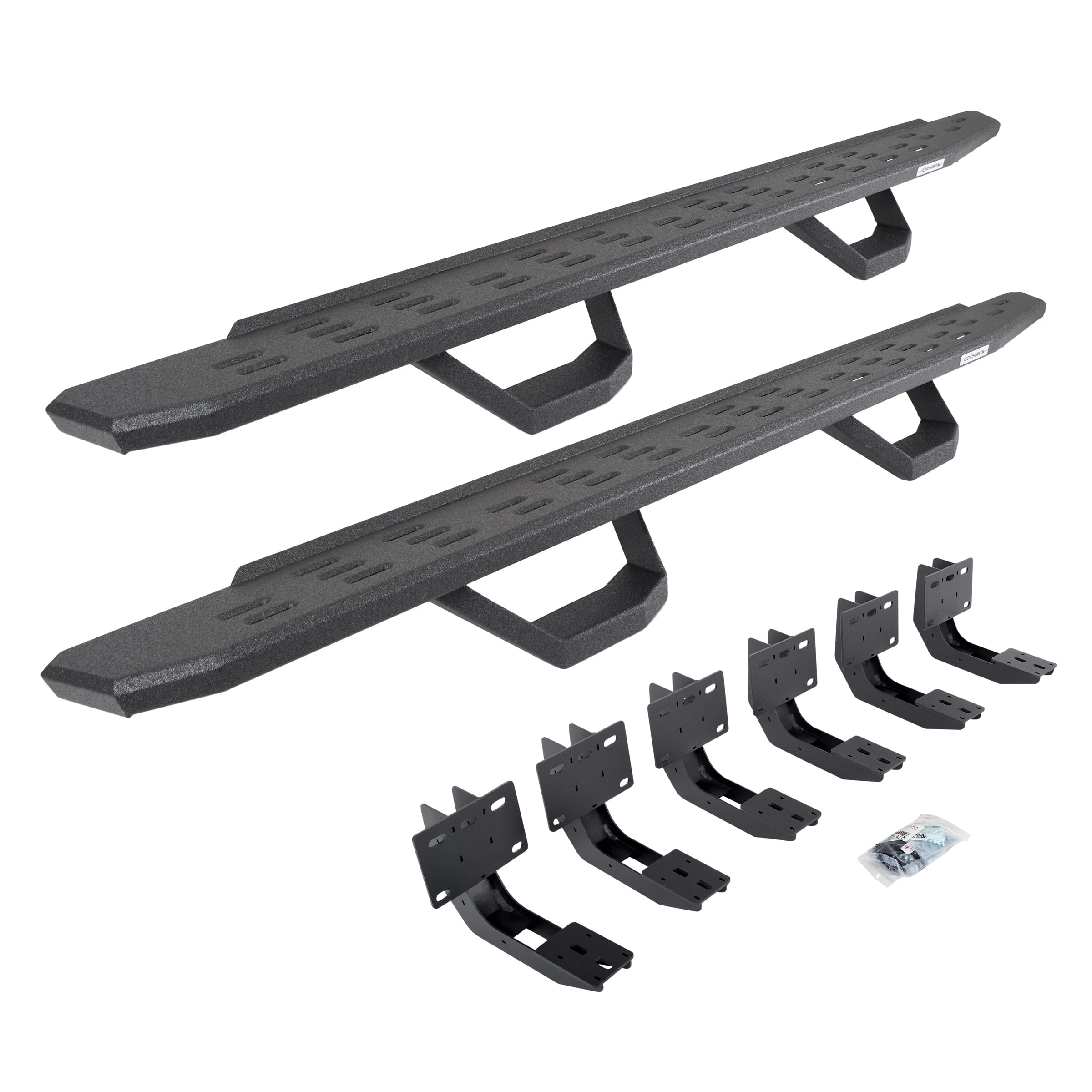 Go Rhino Running Boards RB30, Brackets, & 2 Pair of Drop Steps | Galvanized Steel, Protective Bedliner Coating | 6963068020T | Fits 2019-2024 RAM 1500 Quad Cab Pickup
