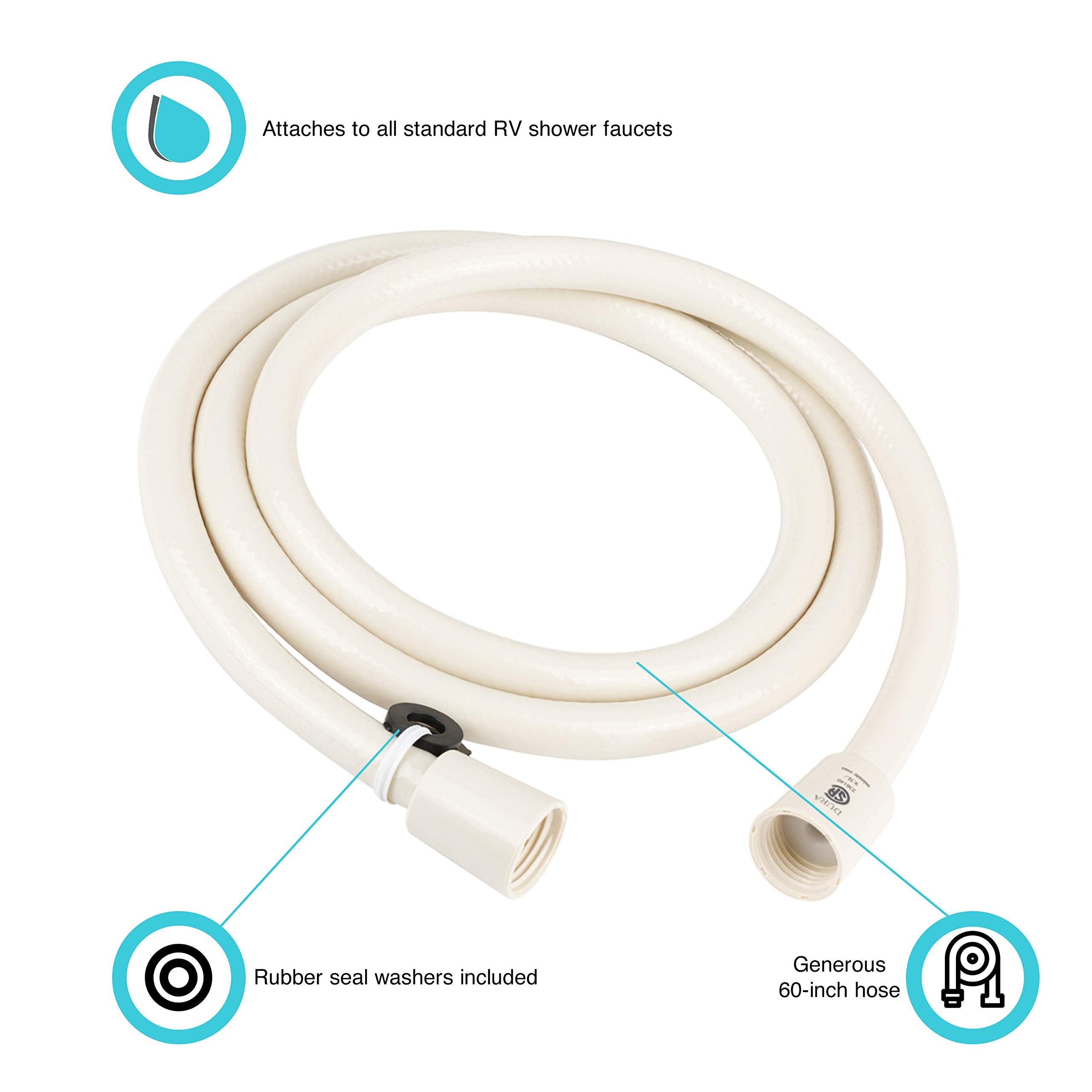Dura Faucet RV DF-SA230-BQ 60 inch Vinyl Shower Hose (Bisque Parchment)