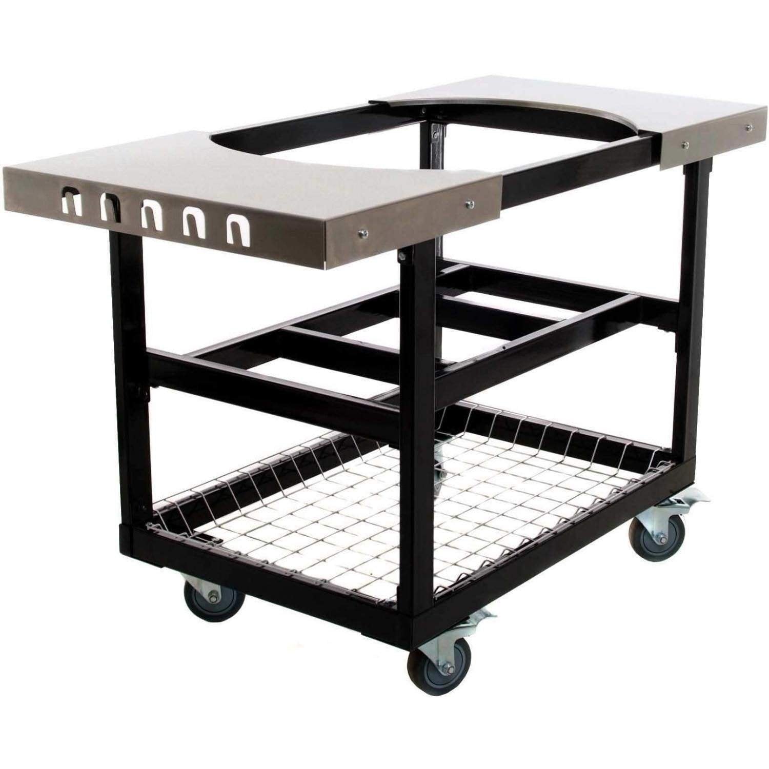 320-Cart Primo Grills & Smokers with Stainless Steel Side Tables for Junior Oval