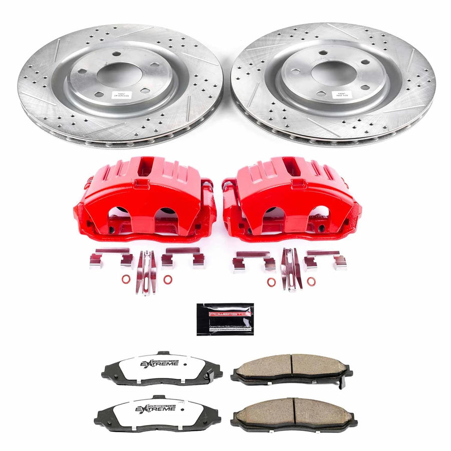 Power Stop Z26 KC1417B-26 Street Warrior Front Brake Kit-Brake Rotors, Brake Pads & Calipers For Chevrolet Corvette 2005-2013 [Model Specific]