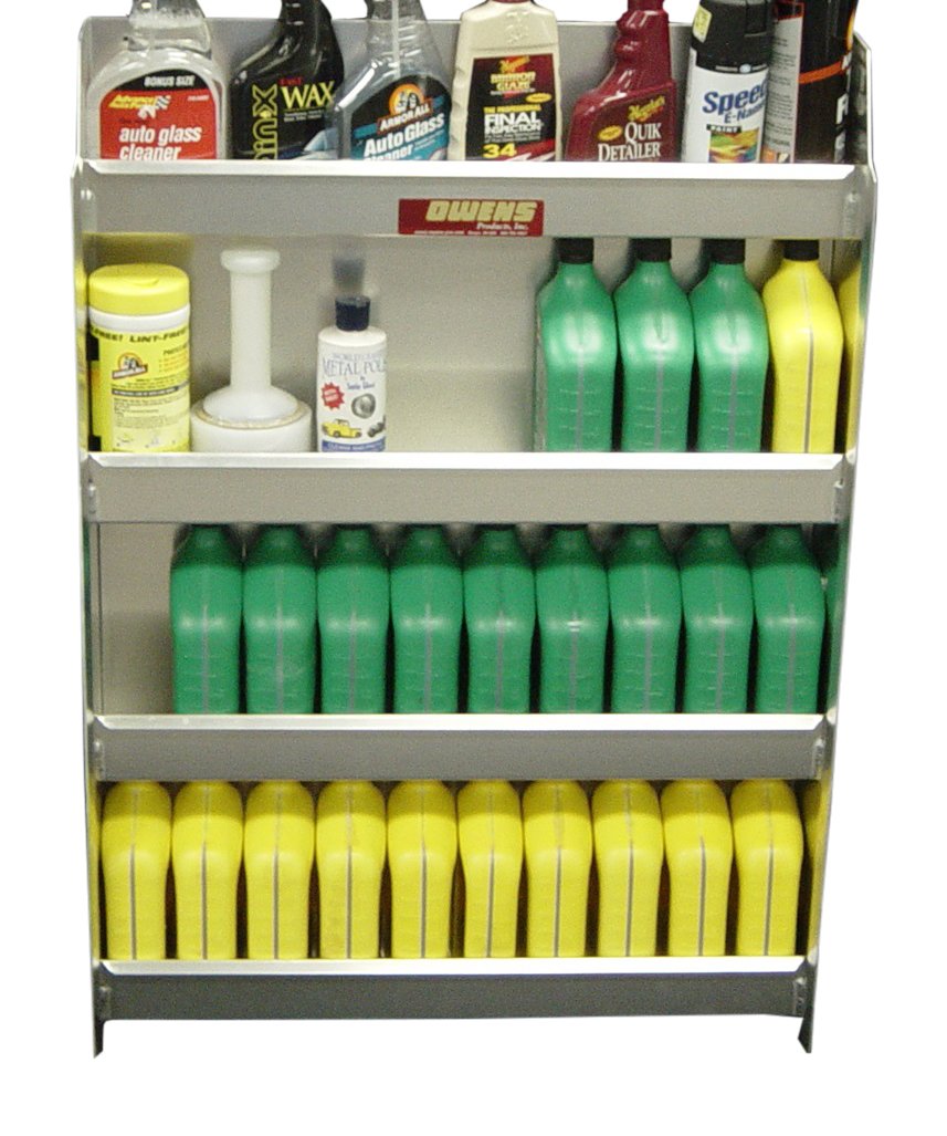 RaceMates Owens Products Four Tier Garage & Trailer Storage Systems Oil Storage Smooth Aluminum, 1 Pack