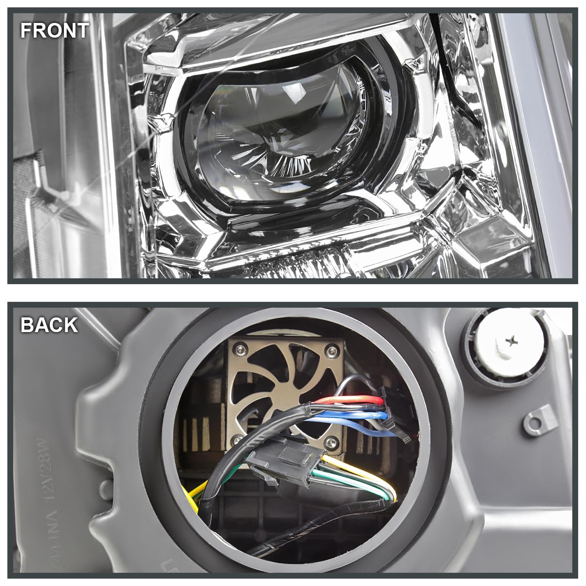 Full LED Projector Headlights SPEC-D TUNING w/LED DRL Light Bar, Sequential Signal, and Startup Animation Compatible with 2010-2016 Cadillac SRX, Left + Right Pair Headlamps Assembly