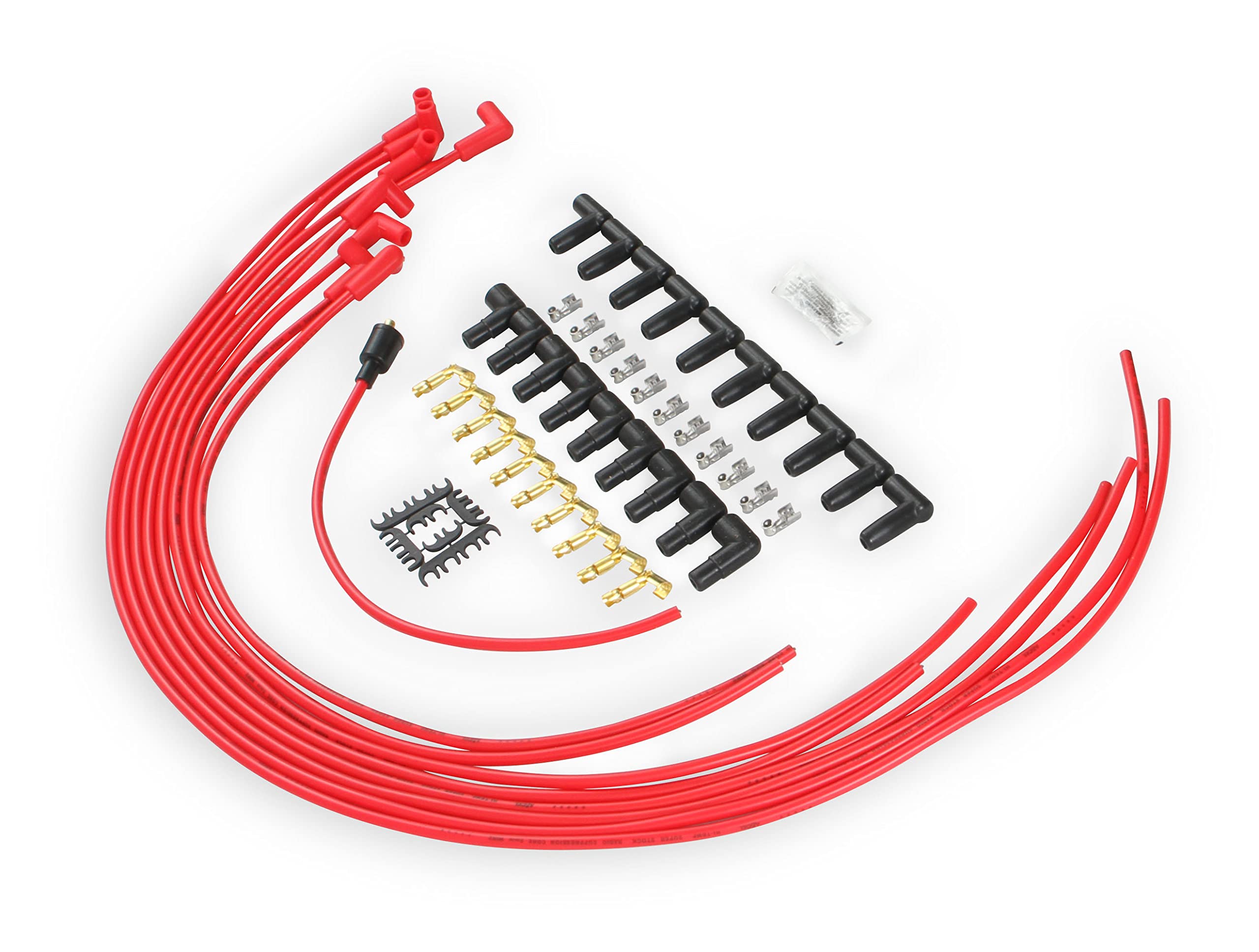 Spark Plug Wire Set- ACCEL 4041R - 8mm - Super Stock Universal with Graphite Core - Red Wire with Red 90 Degree Boots
