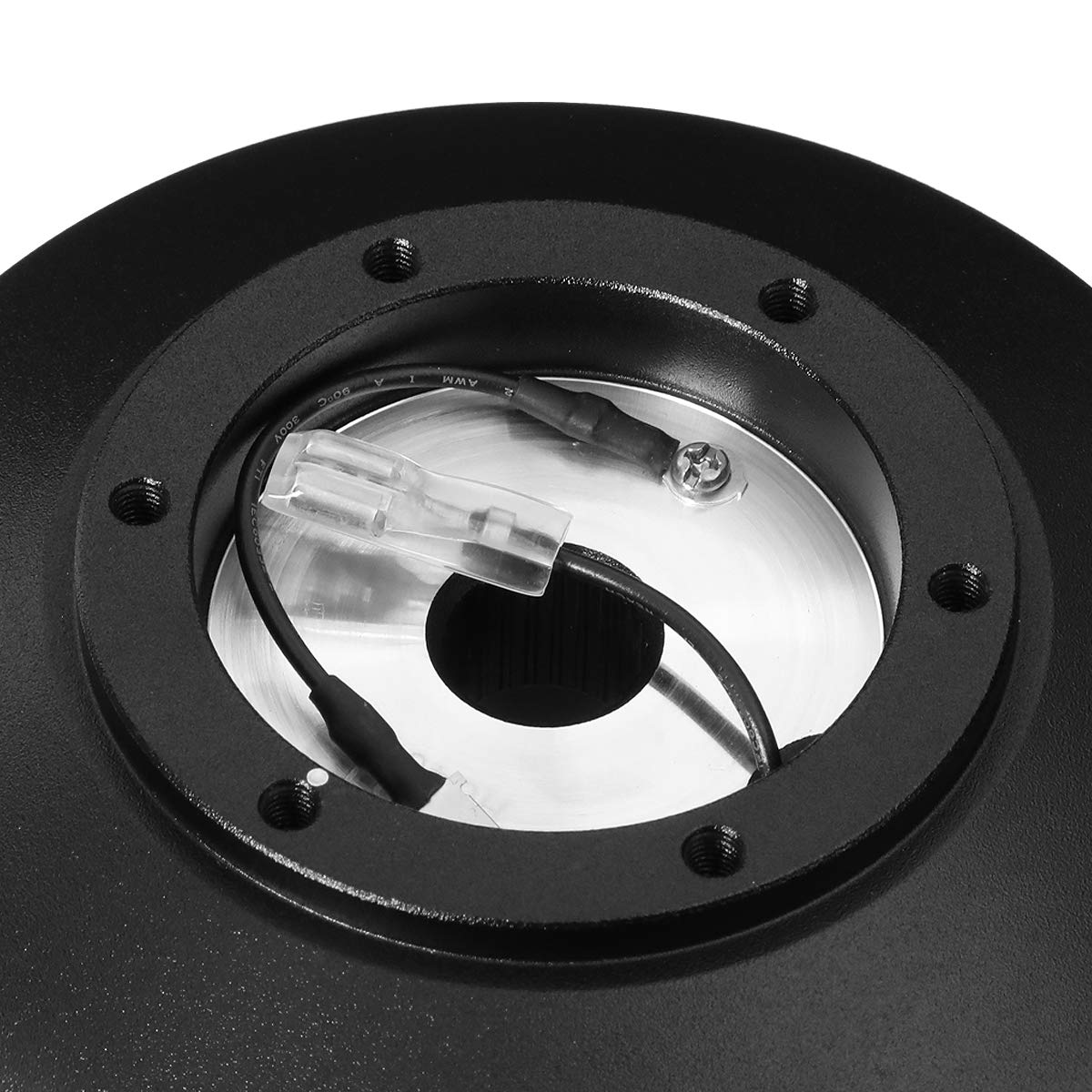 NRG Innovations Short Hub Racing Steering Wheel, Lockable Aluminum Steering Shaft, 6x70mm Bolt Pattern Quick Release Adapter Unit, Compatible With 92-97 Ford F150/ F250/ F350, Black, NRG-SRK-161H
