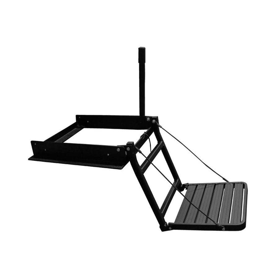 Truck N' Buddy GREAT DAY Folding Tailgate Step/Seat Platform For Trucks With Bed Covers - 300 lbs Weight Capacity - Black Powder-Coated Finish, TNB2001B
