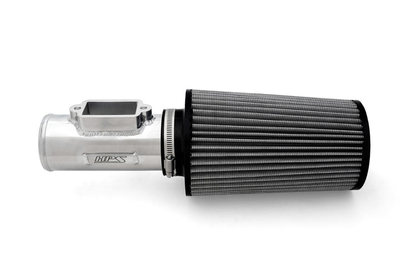 HPS 3" Polished Aluminum MAF Sensor Housing with HPS-4337 Cone Air Filter Compatible for Lexus Toyota 2JZ 1MZ 1UZ Engine, MAFT-1605