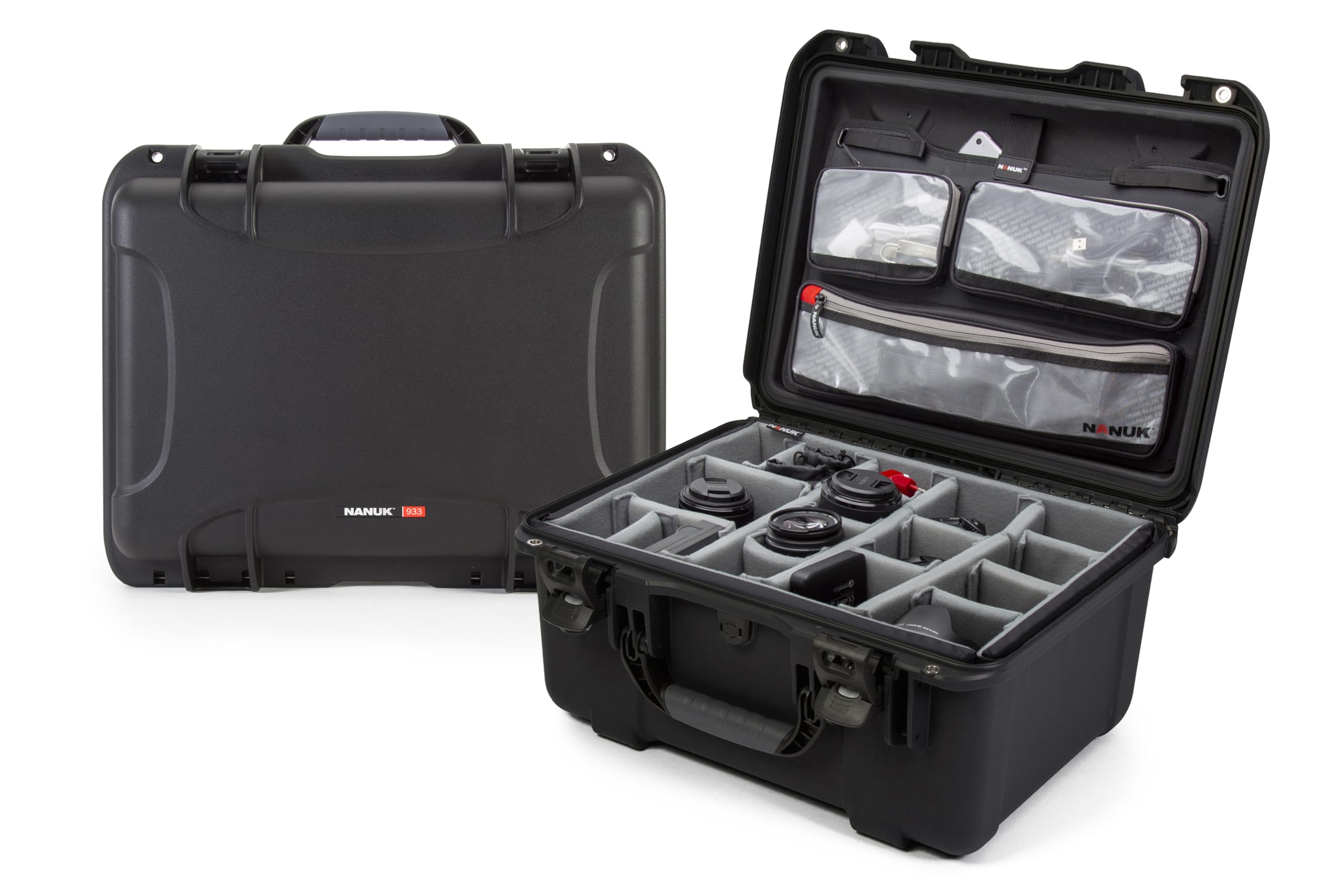 Waterproof Nanuk 933 Hard Case with Lid Organizer and Padded Divider - Black (933-6001)