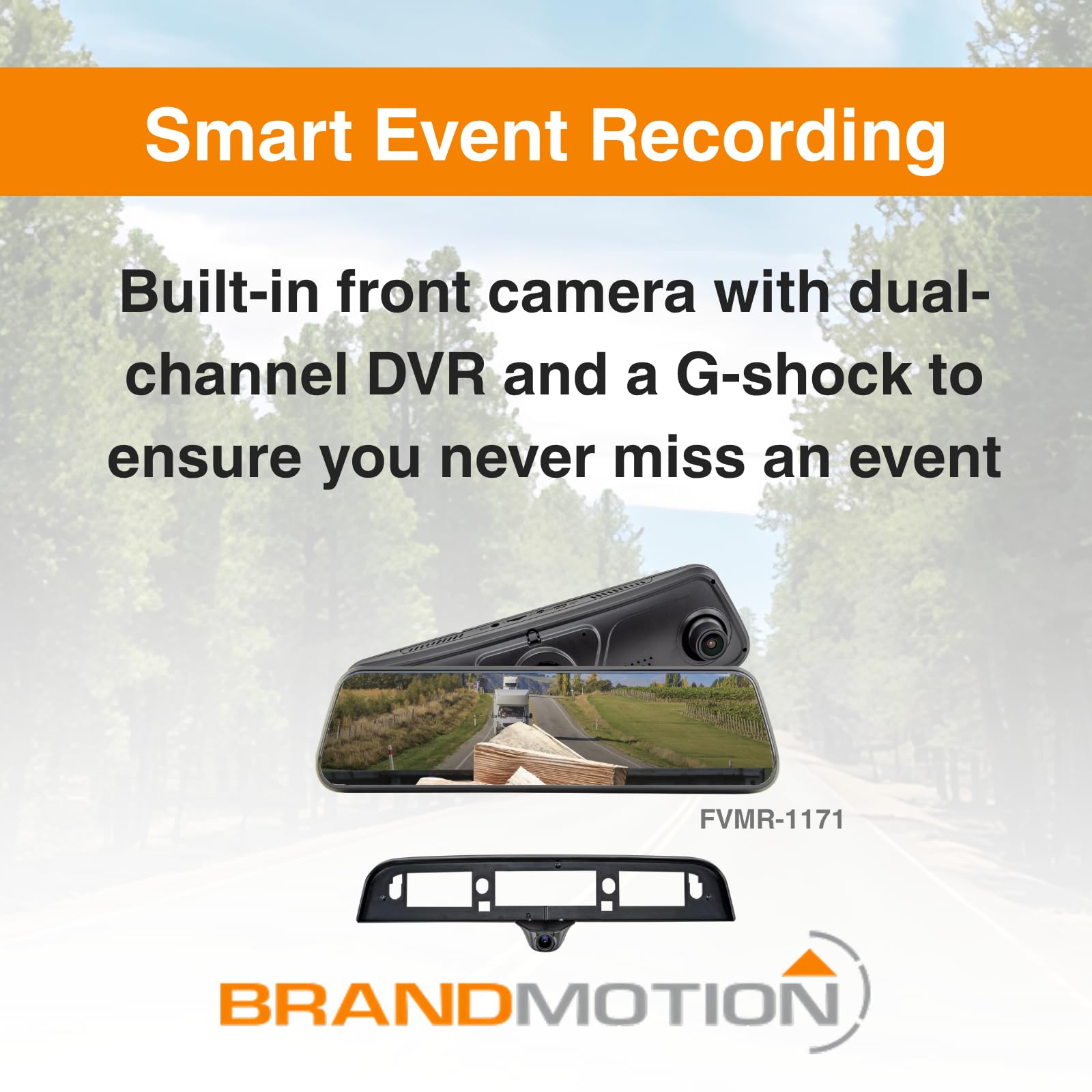 FullVUE Mirror Vision System Brandmotion FVMR-1171 fits 2021-2025 Ram 1500 | Automatic Brightness Adjustment | Anti-Glare Tempered Glass Screen | Provides Clear View with Night Vision