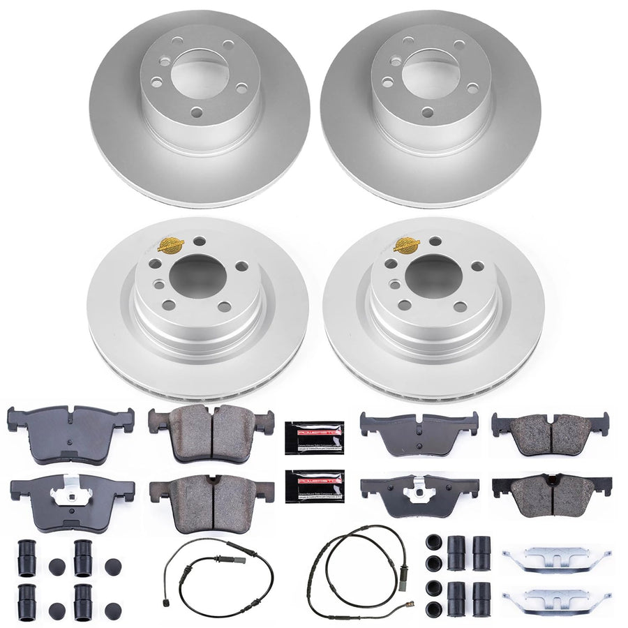 Power Stop Z23 Sport Geomet Coated Brake Kit Front & Rear and 1 Front & 1 Rear Sensor Wires For BMW 228i, 228i xDrive, 230i, 230i xDrive, 320i, 328d, 328i, 428i, 428i xD [Model Specific]