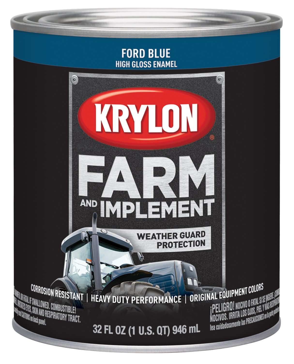 Krylon Brush On-Paint Farm & Implement, High Gloss, Ford Blue, 1 Quart