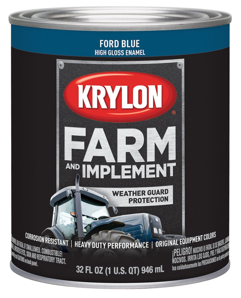 Krylon Brush On-Paint Farm & Implement, High Gloss, Ford Blue, 1 Quart