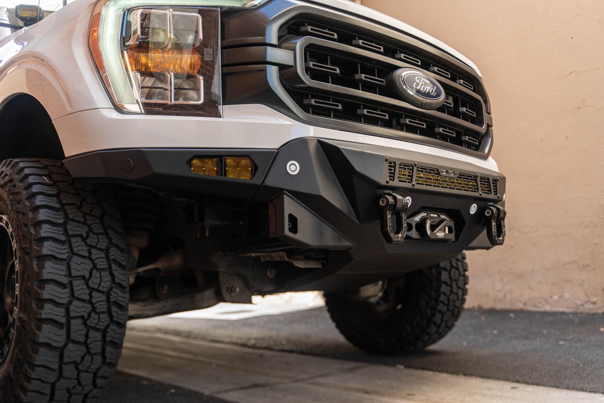 Offroad DV8 Spec Series Front Bumper for 2021-2023 Ford F-150 | Improves Ground Clearance | Heavy-Duty Winch Mount | 20" Dual or Single Row Light Bar Mount | Pair of 3" Pod Light Mounts | Steel