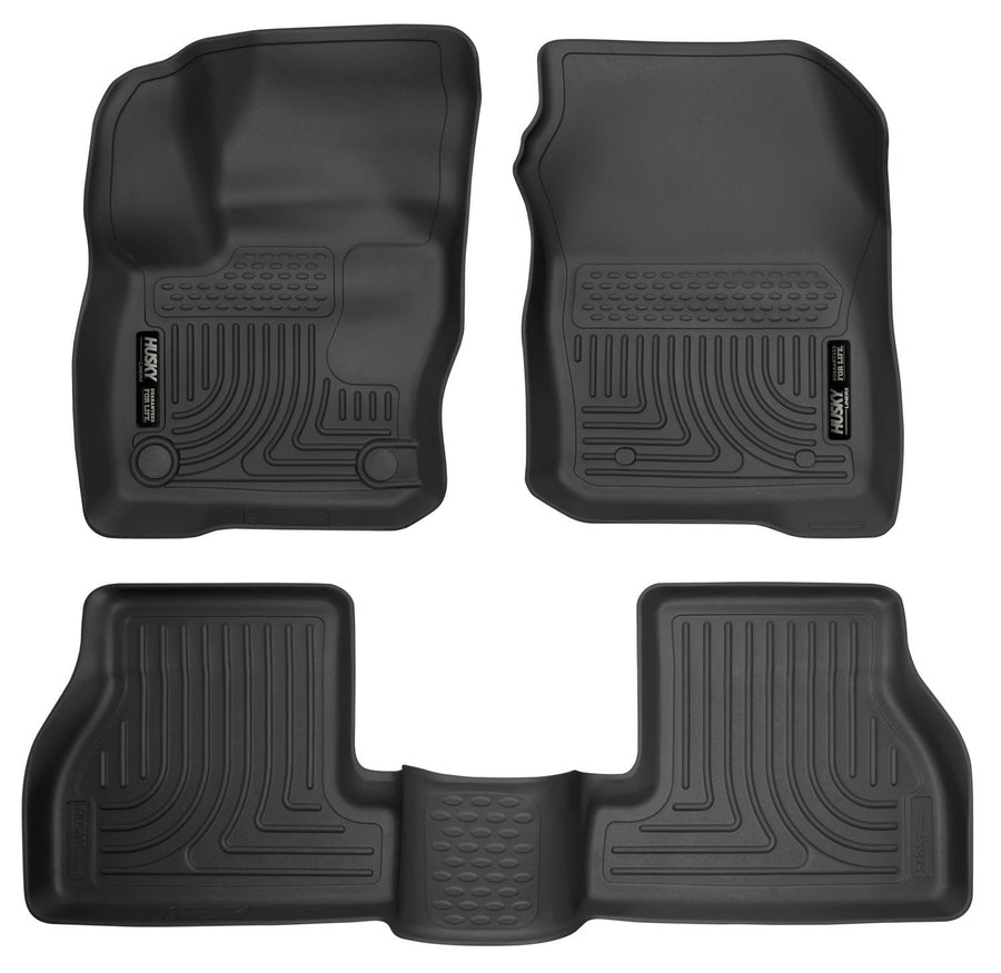 Weatherbeater Husky Liners Floor Mats | Fits 2016 - 2018 Ford Focus | Front & 2nd Row, 3-pc Black - 99771