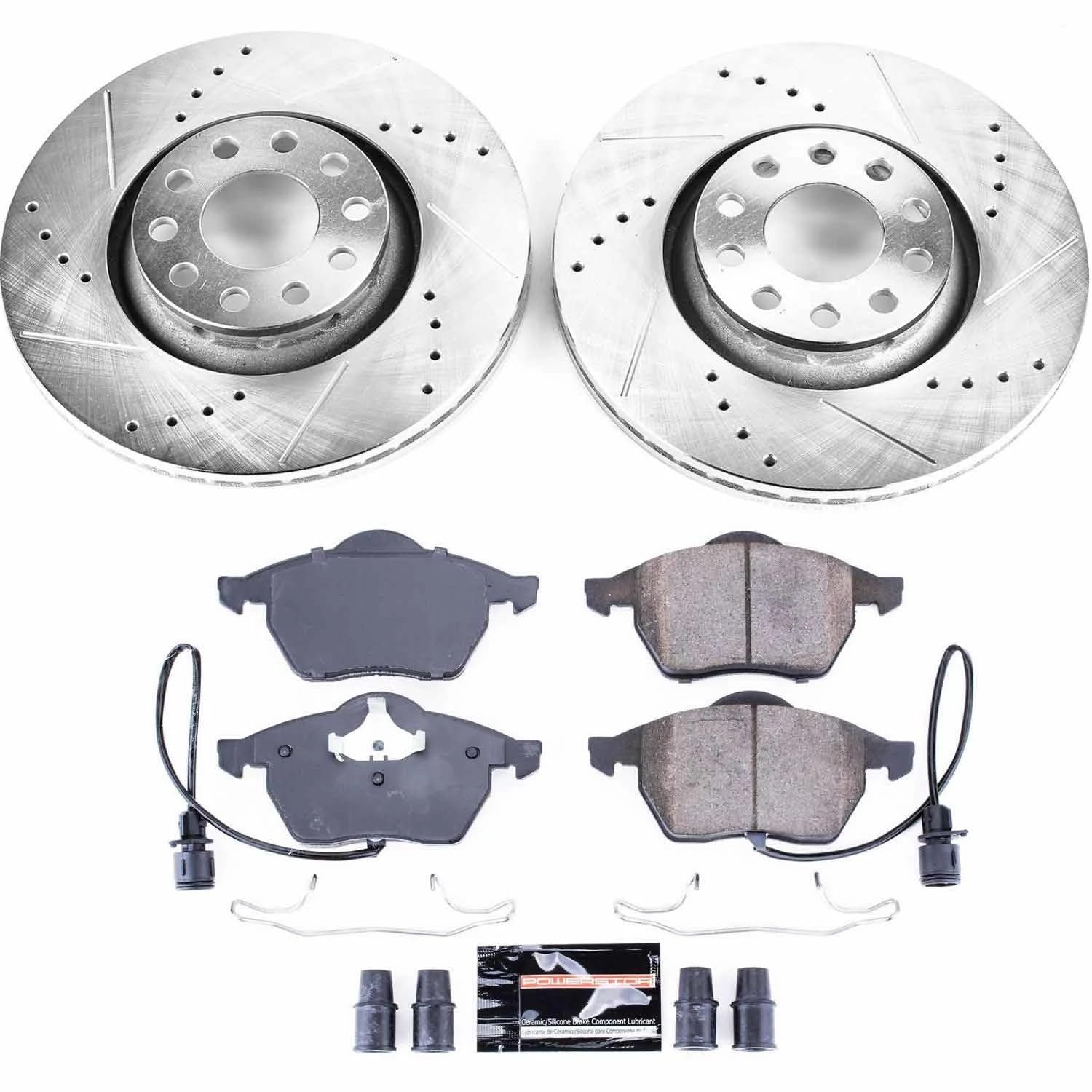 Power Stop K634 Z23 Front Brake Pads with Drilled & Slotted Brake Rotors Kit