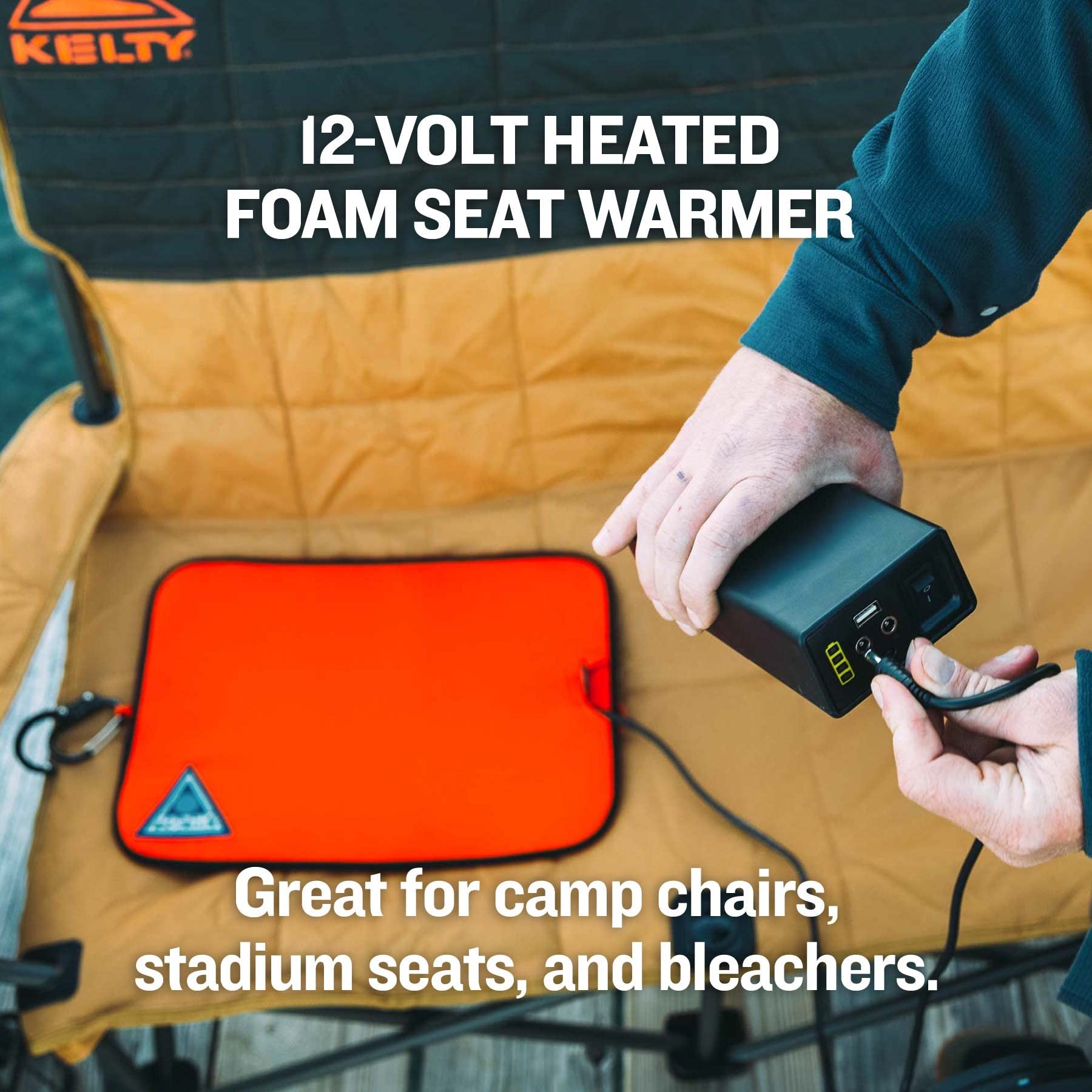 Backside Ignik 12-Volt Powered Heated Seat Pad, Regular, Orange/Blue