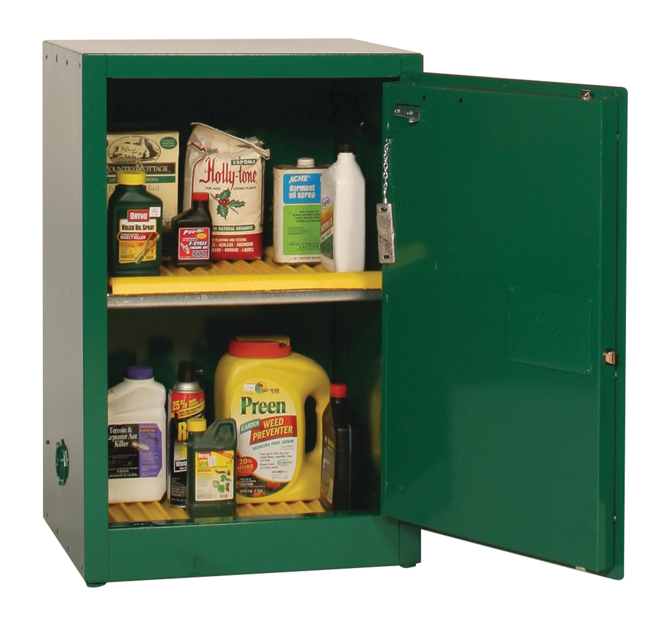 Pesticide Space Saver Safety Cabinet, 12 Gallon, 1 Shelf, 1 Door, Manual Close, Green - PEST25X