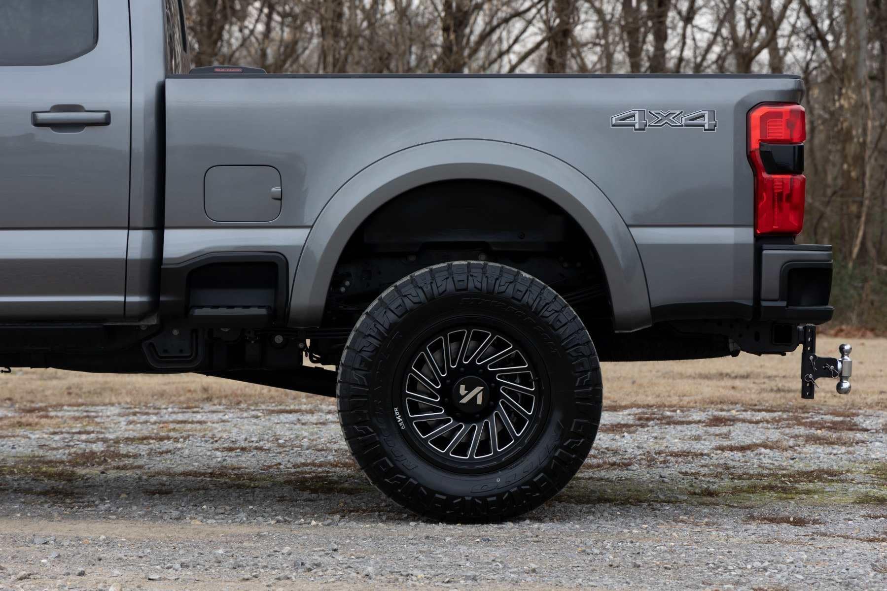 Rough Country Fender Flares Sport for Ford F-250/F-350 Super Duty (2023-2025) - Durable ABS Flares, 1" Coverage, No-Drill Install, UV-Protected Flat Black Finish, Set of 4