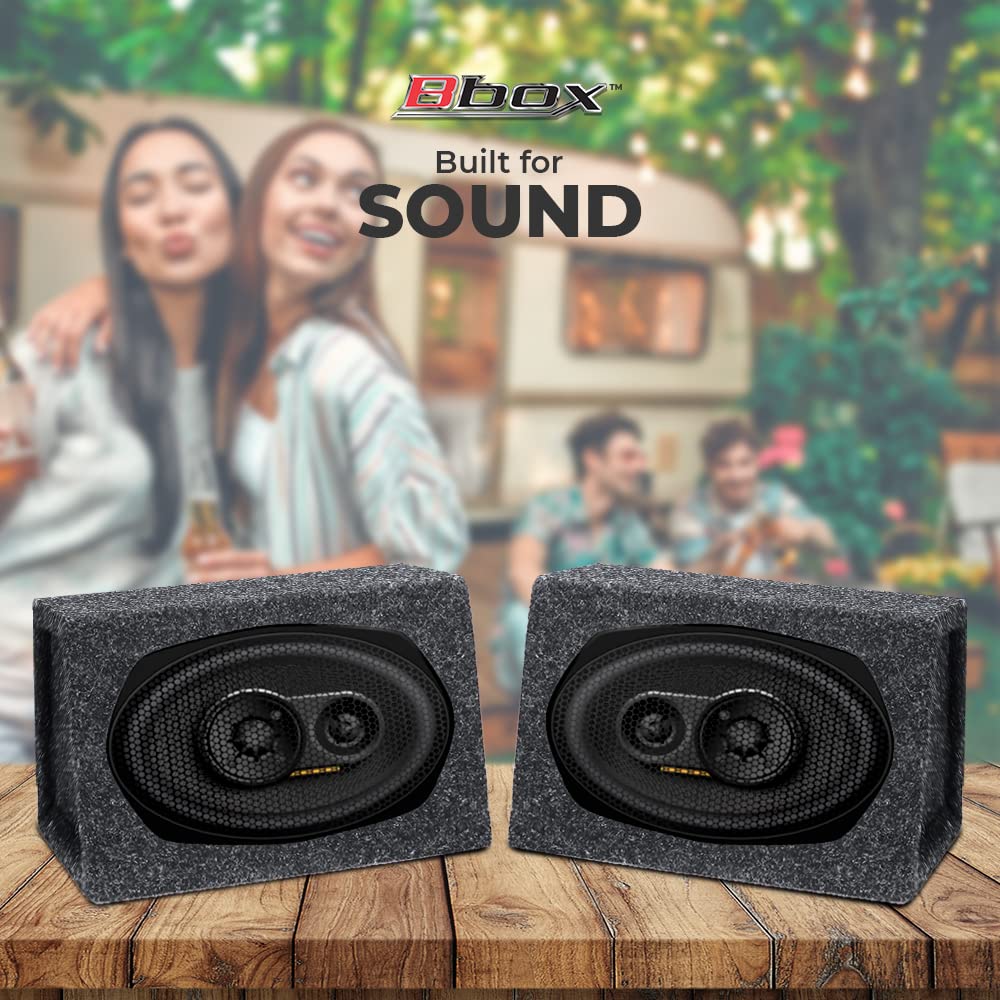 Bbox Pro Audio Car Speaker Boxes & Enclosures Tuned - 6x9 Speaker Box for Great Sound Quality for Home & Vehicle - Push and Insert Speaker Terminals - Set of 2 6x9 Speaker Boxes - Charcoal