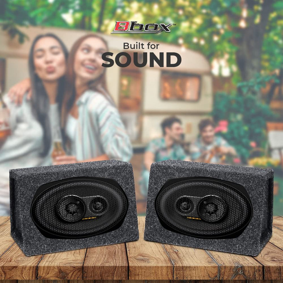 Bbox Pro Audio Car Speaker Boxes & Enclosures Tuned - 6x9 Speaker Box for Great Sound Quality for Home & Vehicle - Push and Insert Speaker Terminals - Set of 2 6x9 Speaker Boxes - Charcoal