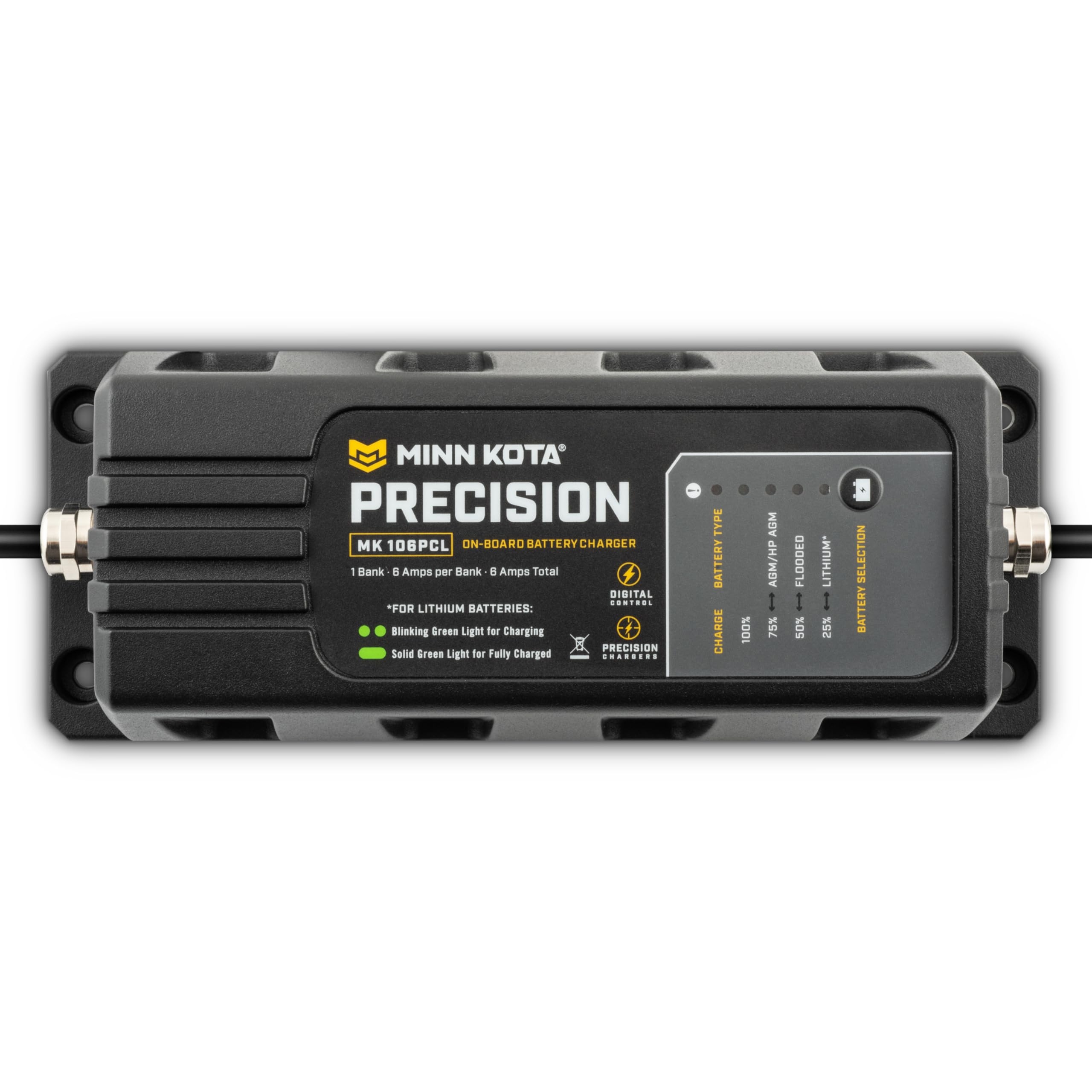 Minn Kota MK-106PCL Precision On-Board Marine Battery Charger – 1 Bank, 6 Amps