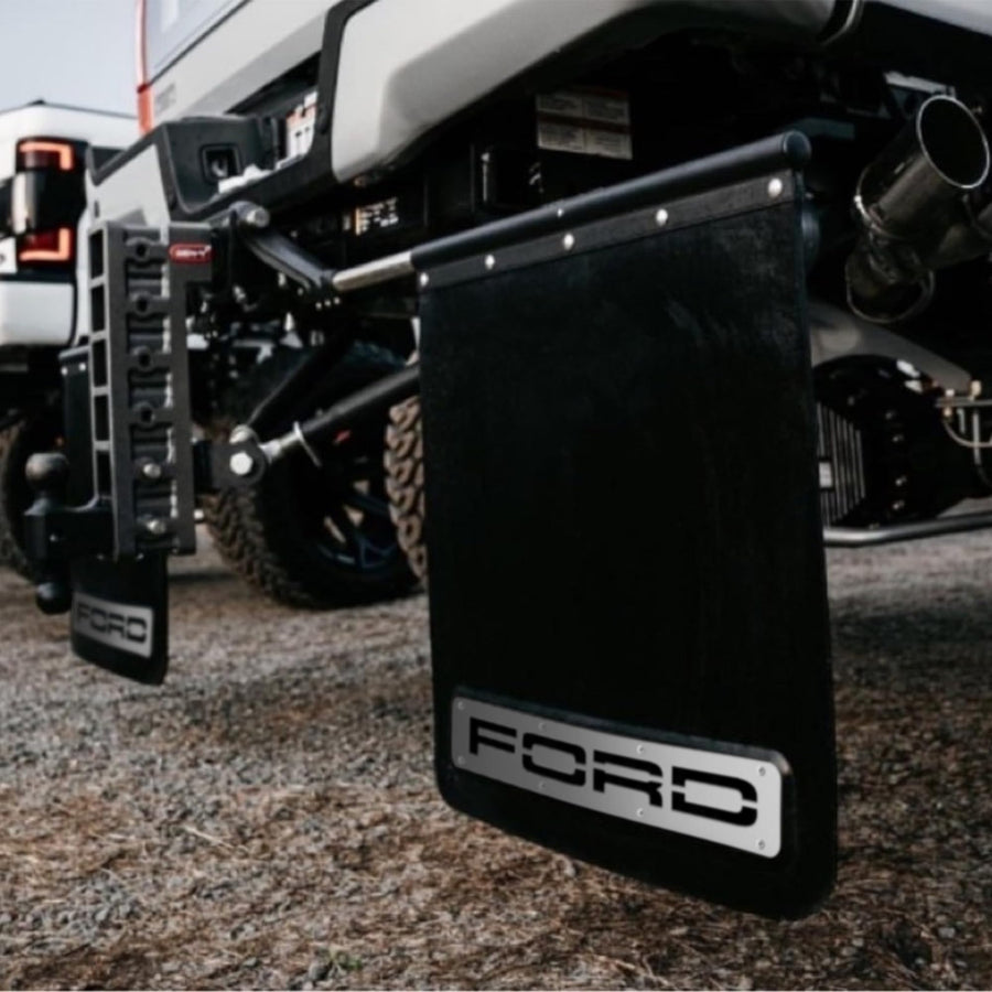 Ford Officially Licensed Rock Tamers Stainless Steel Trim Plates, Rust Resistant Mudflap Accessory, Easy Installation, Includes 2 Plates with Multilingual Instructions, 20" L x 3" W
