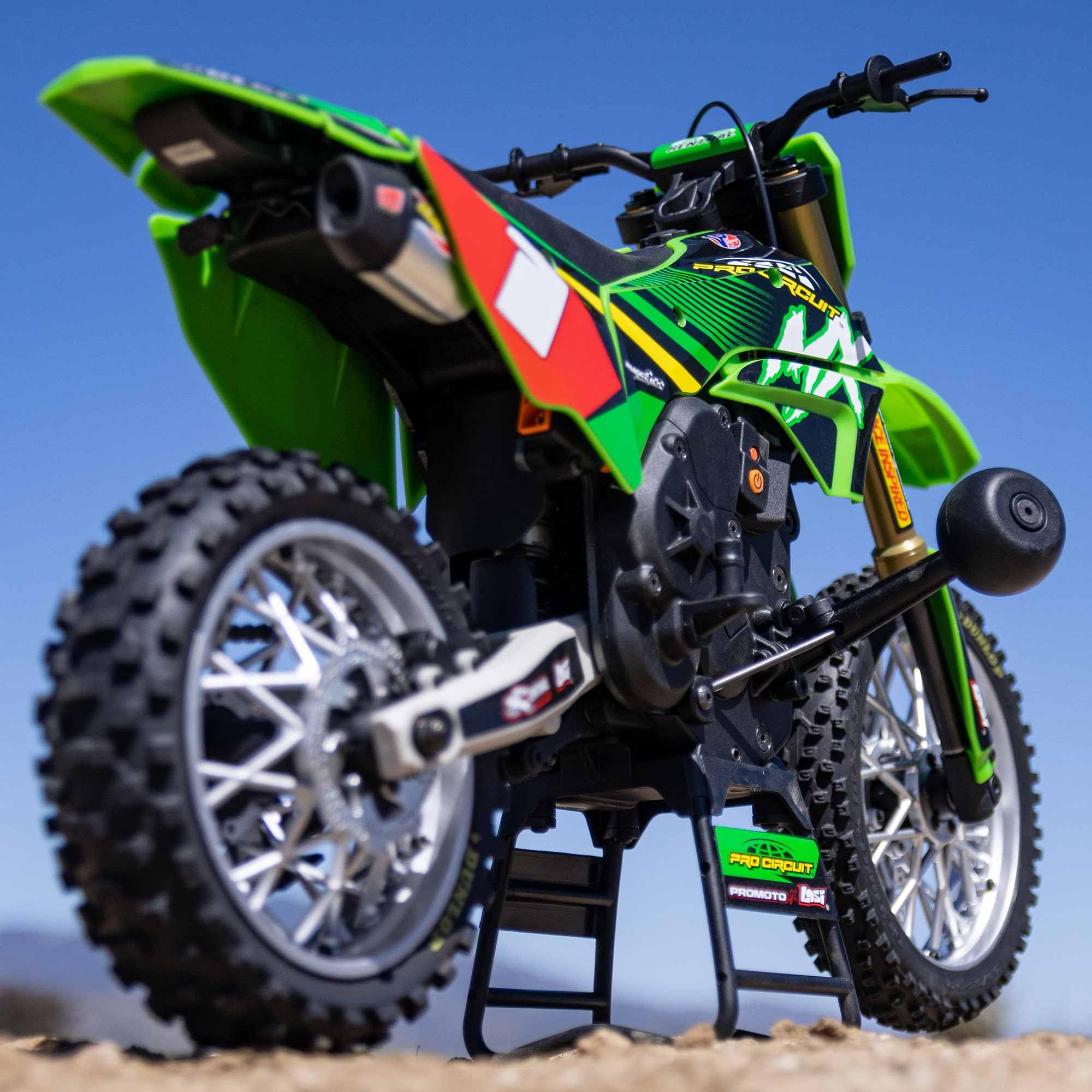 Losi Promoto-MX RC Motorcycle 1/4 Ready-to-Run Combo Includes Battery and Charger Pro Circuit LOS06002 Green