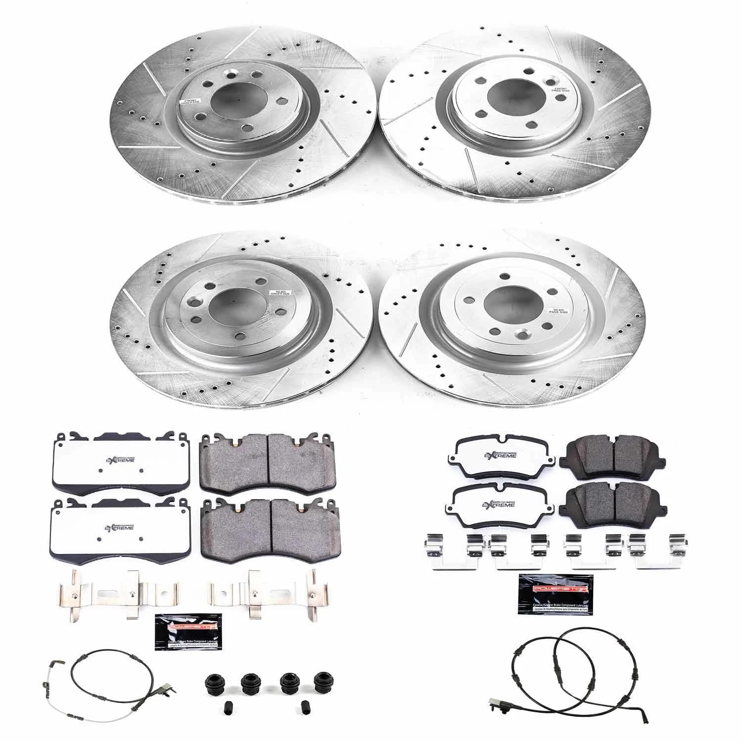 Power Stop K8511-36 Z36 Truck & Tow Front and Rear Brake Kit, Carbon Fiber Ceramic Brake Pads and Drilled/Slotted Brake Rotors