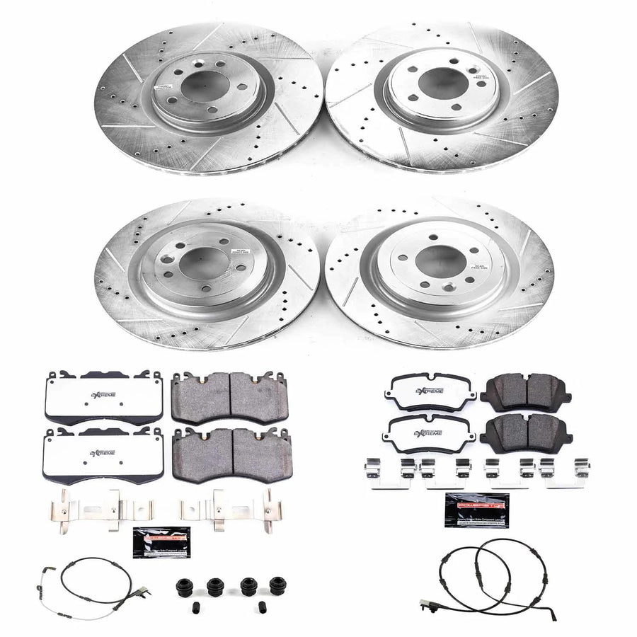 Power Stop K8511-36 Z36 Truck & Tow Front and Rear Brake Kit, Carbon Fiber Ceramic Brake Pads and Drilled/Slotted Brake Rotors