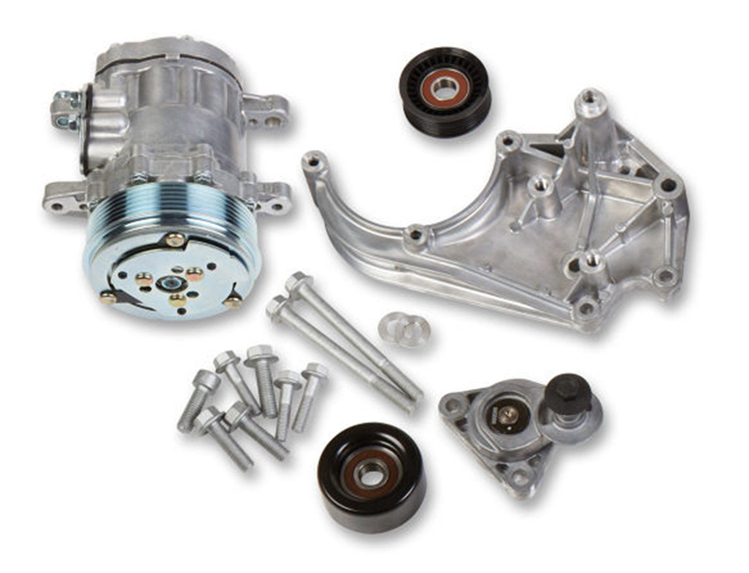 LS A/C Accessory Drive Kit Holley 20-142 - Includes SD7 A/C Compressor, Tensioner, & Pulleys