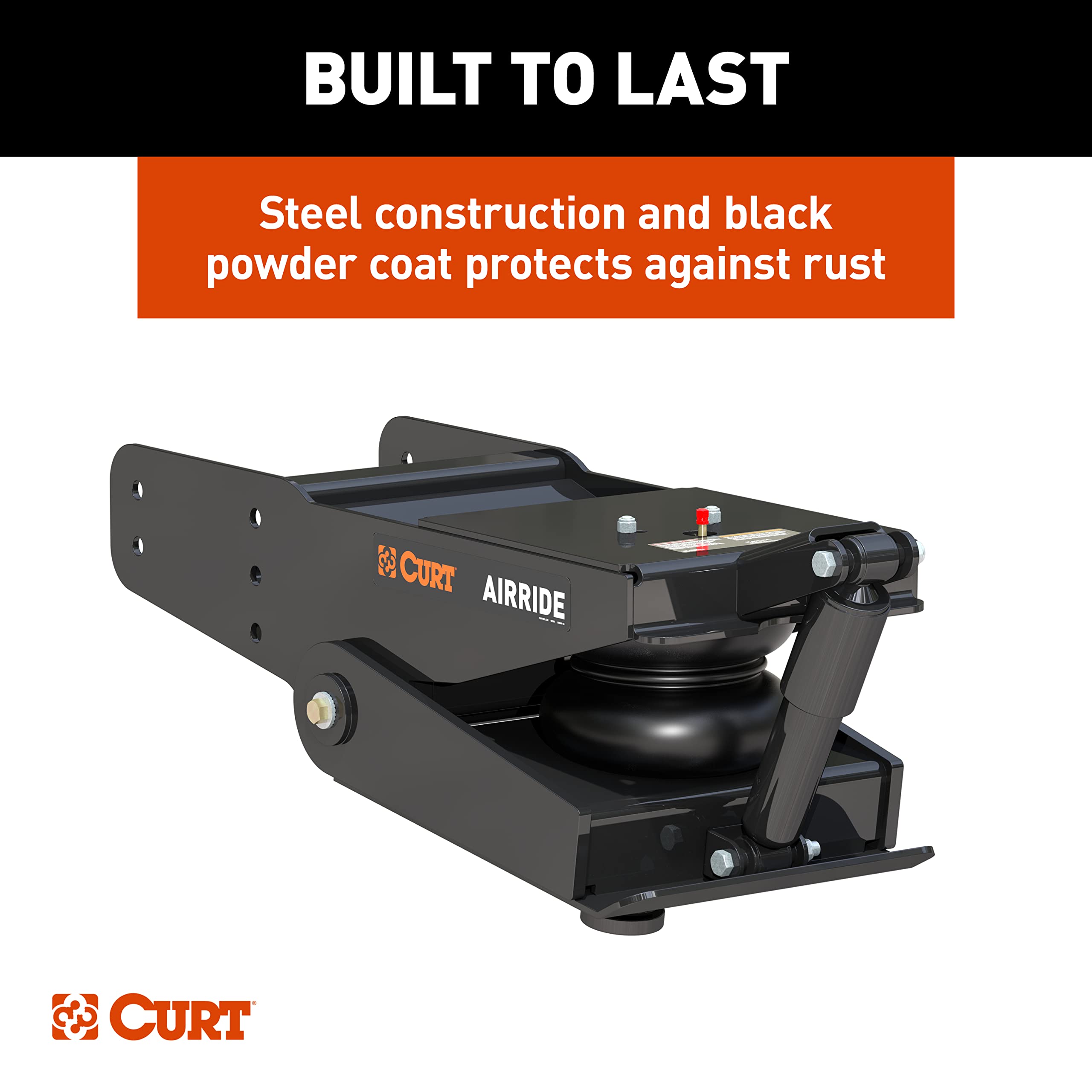 21K CURT Air Ride Fifth Wheel Pin Box – Internal Airbag with Built-In Strut Reduces Chucking, Jarring, Bouncing; 21,000 lb. Rating.; Black Powder Coat Finish – Lippert Components 158778