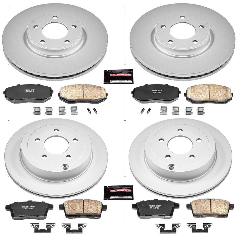 Power Stop Coated Brake Rotor CRK2830 & Ceramic Brake Pads- front & rear For Ford Edge 2007-2009, Lincoln MKX 2007-2008 [Model Specific]
