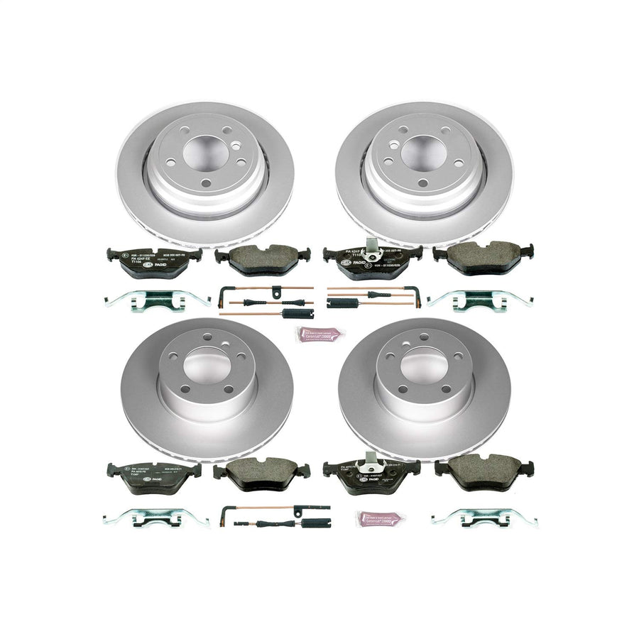 Power Stop ESK2746 Euro-Stop Front & Rear Brake Kit and 1 Front & 2 Rear Sensor Wires For BMW 525i 2001-2003, BMW 528i 1997-2000 [Model Specific]