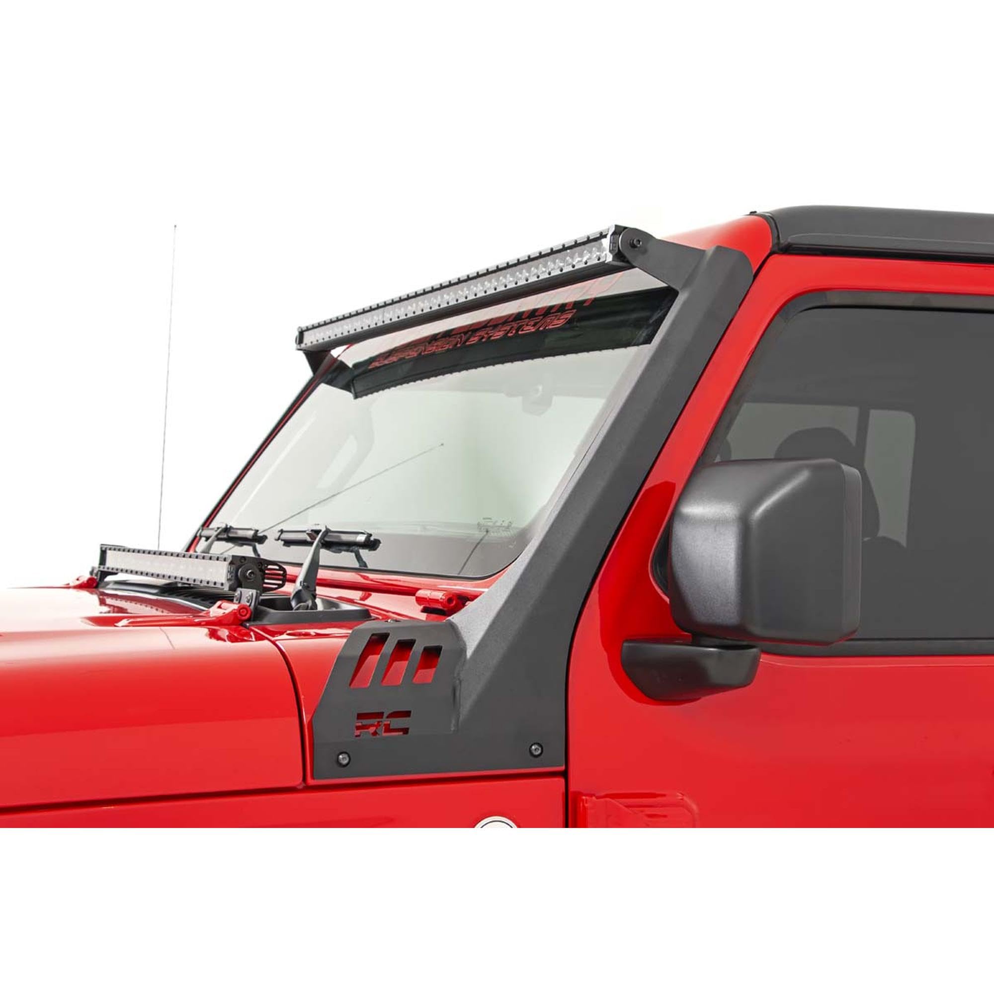 Rough Country 50" LED Light Bar Kit Dual Row for Jeep Wrangler JL & Gladiator JT (2018-2025) - Upper Windshield Mount, 480W Spectrum Series, 43,200 Lumens, Combo Spot & Flood Beam