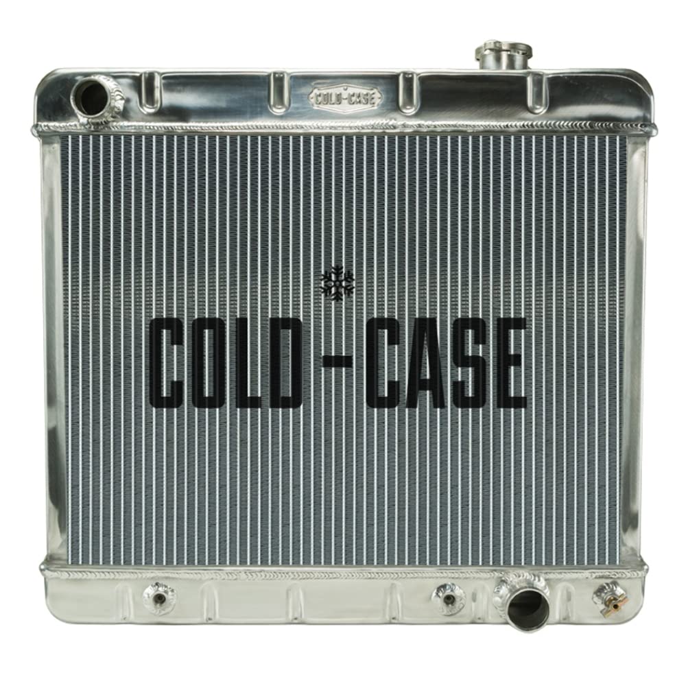 Cold Case Radiator, Driver Side Inlet, 24.5 in W x 22.5 in H x 3 in D, Passenger Side Outlet, Aluminum, Polished, Automatic, GM Fullsize Truck 1963-66, Each