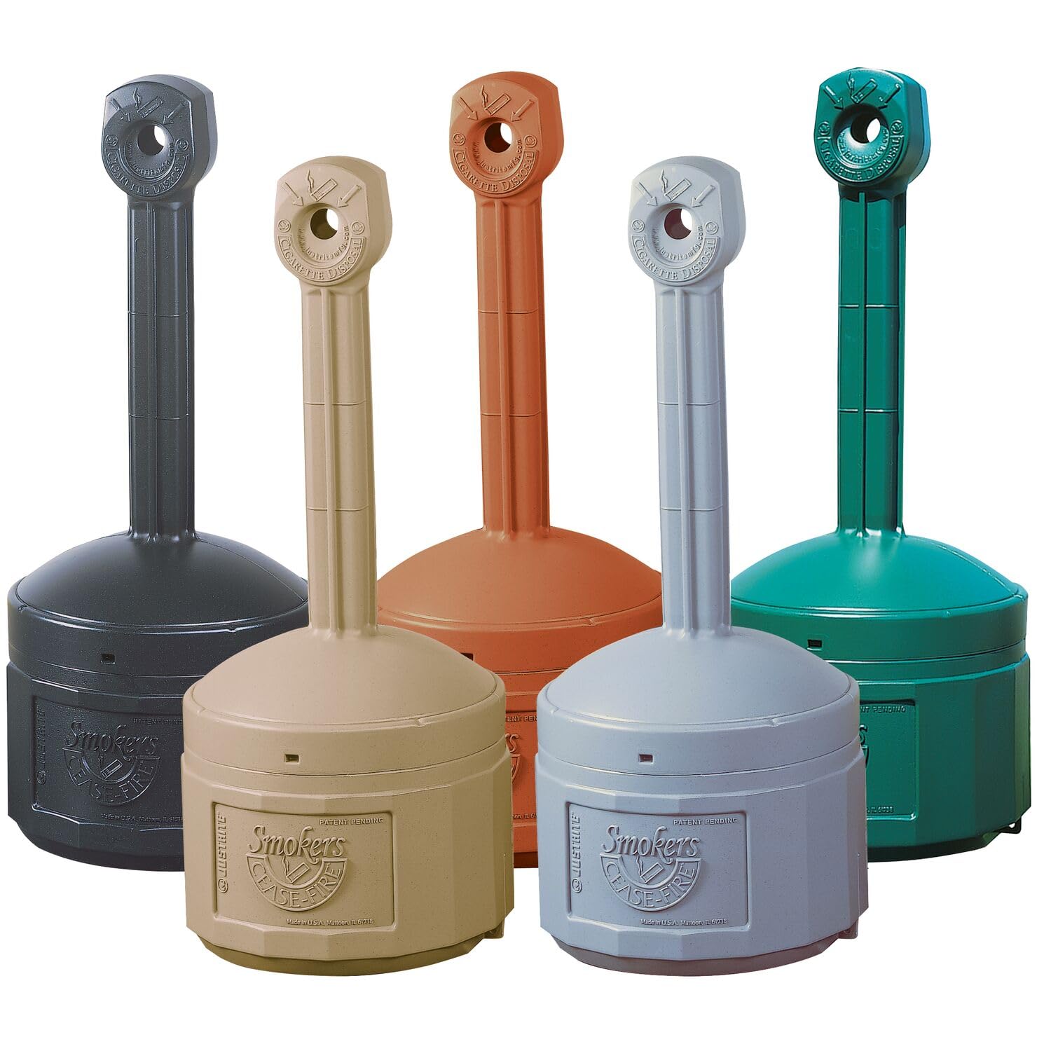 Justrite, Outdoor Smoker’s Cease-Fire Original Ashtray, Polyethylene Standing Ashtray with Steel Bucket, 4 Gallon, Forest Green, 26800G