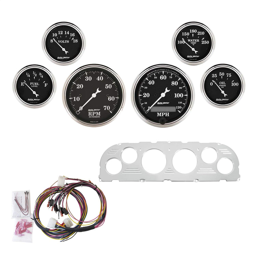 Gauge Kit AutoMeter 7047-OTB, 6 Pc, Chevy Truck 60-63, Tach/Mph/Fuel/Oilp/Wtmp/Volt, OTB