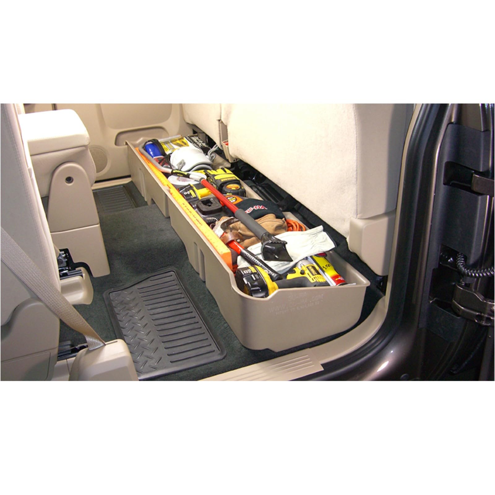 Under Seat Storage DuHa 10001 fits 1999-2007 Chevy Silverado/GMC Sierra 1500 2500 3500 Extended Cab Classic |Dark Grey Heavy-Duty Back Seat Organizer | Includes Dividers
