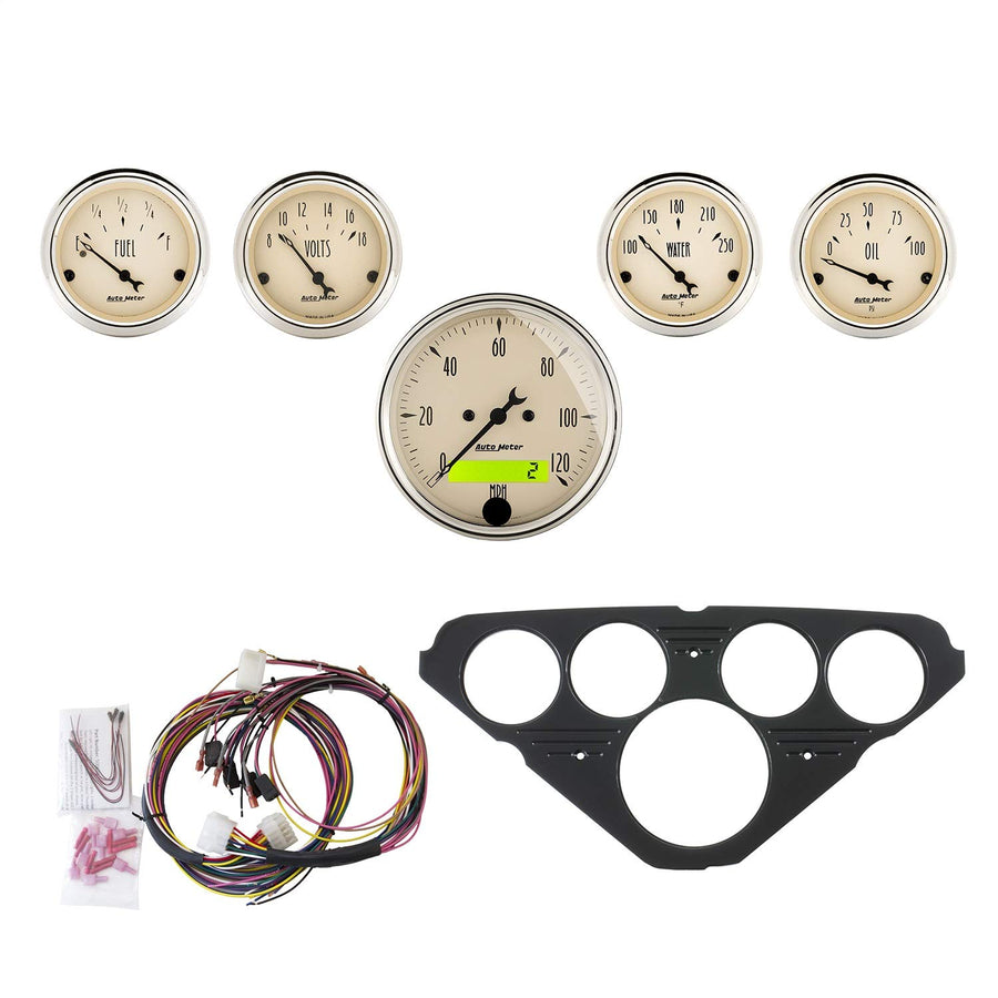 Gauge AutoMeter Kit, 5 Pc, Chevy Truck 55-59, Mph/Fuel/Oilp/Wtmp/Bat, Ab