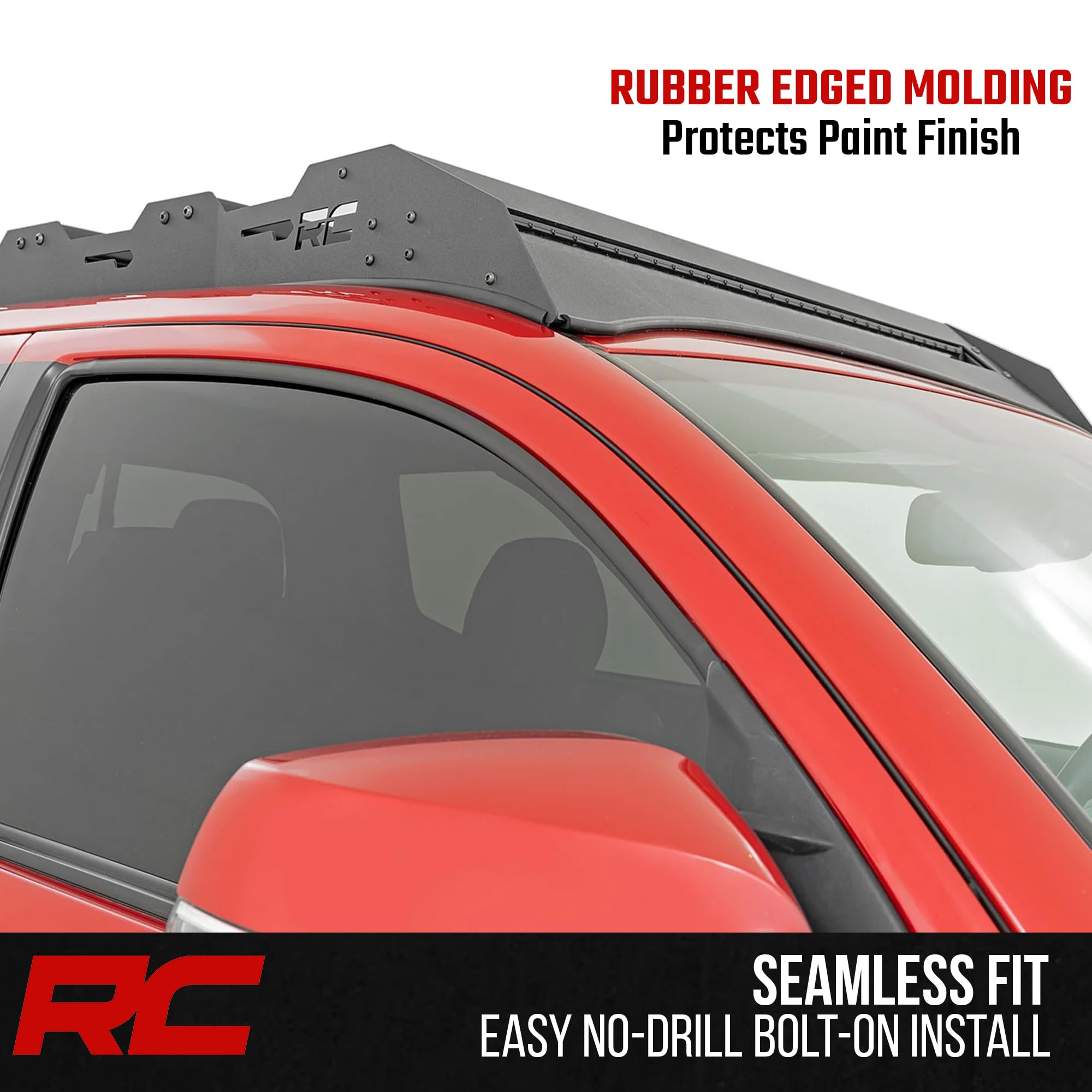 Rough Country Roof Rack System for Toyota Tacoma (2005-2023) CrewCab with 40" LED Light Bar - Easy Bolt-on Install, Includes 40" LED Light Bar
