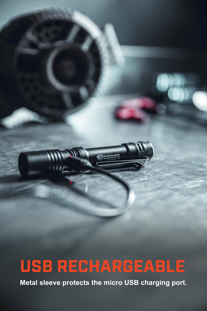 Streamlight MacroStream 66320 USB 500-Lumen 2000-Candela Rechargeable Compact EDC LED Flashlight with USB Cable, Black