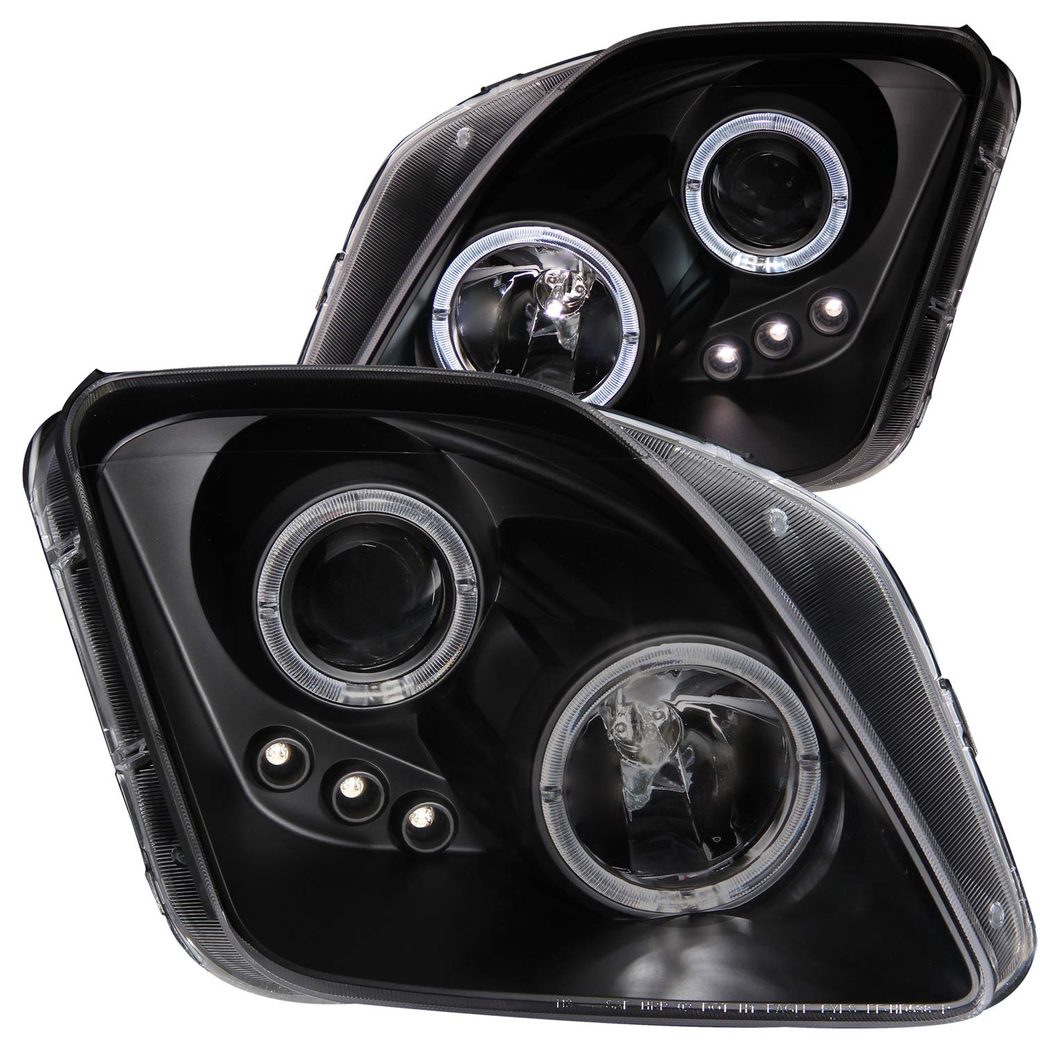 Black Clear AnzoUSA Projector Halo Headlight with LED for Honda Prelude - (Sold in Pairs)