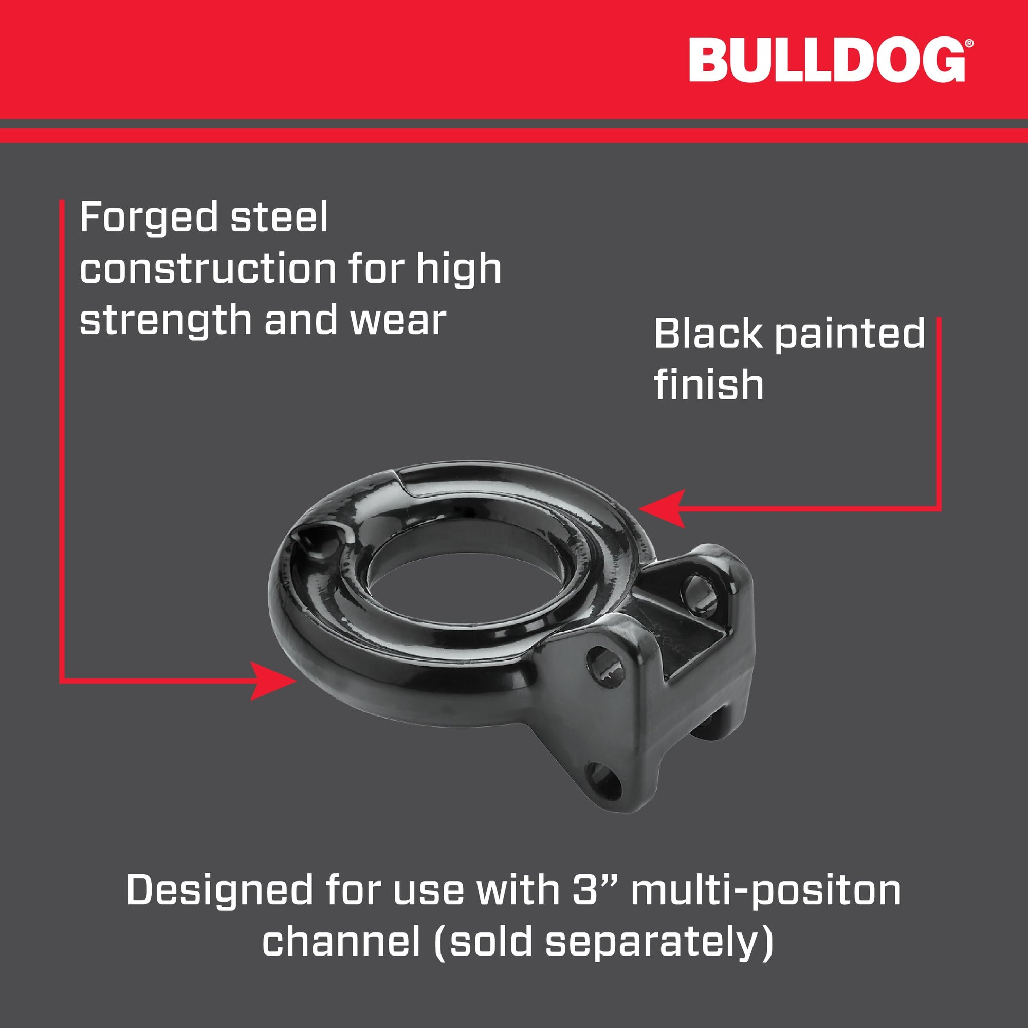 Bulldog 1291020383 Bulldog Cases Adjustable Lunette Ring (3" Dia, 14, 000 lbs. Capacity, Adjustable Channel & Hardware Sold Separately), 1 Pack