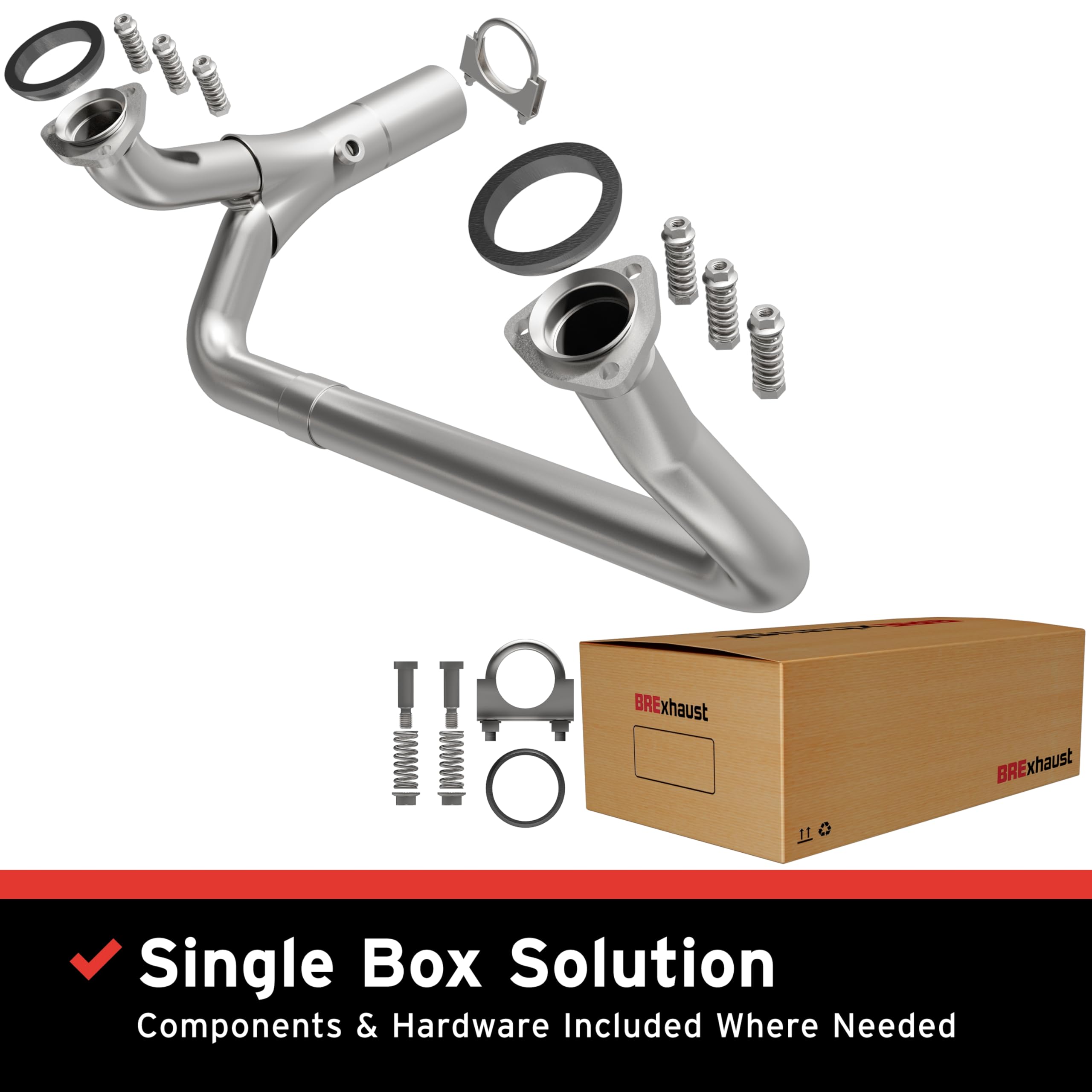 Replacement BRExhaust Front Pipe Kit 107-0174: Direct-Fit, Compatible with 88-93 C1500, C2500, K1500, K2500 4.3L, 5.0L
